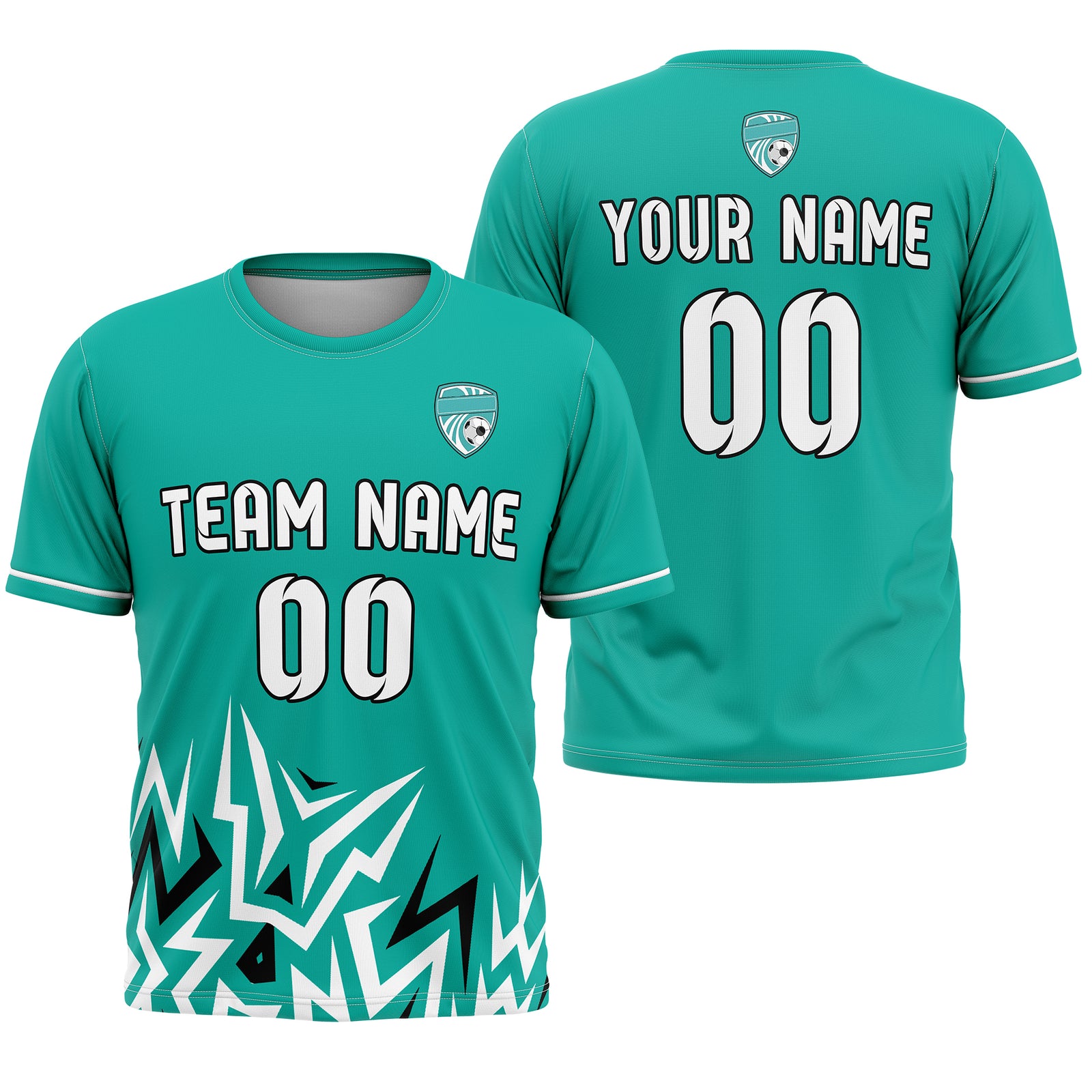 Soccer Jersey - Round Neck - Side Pattern - Design 1 - Teal