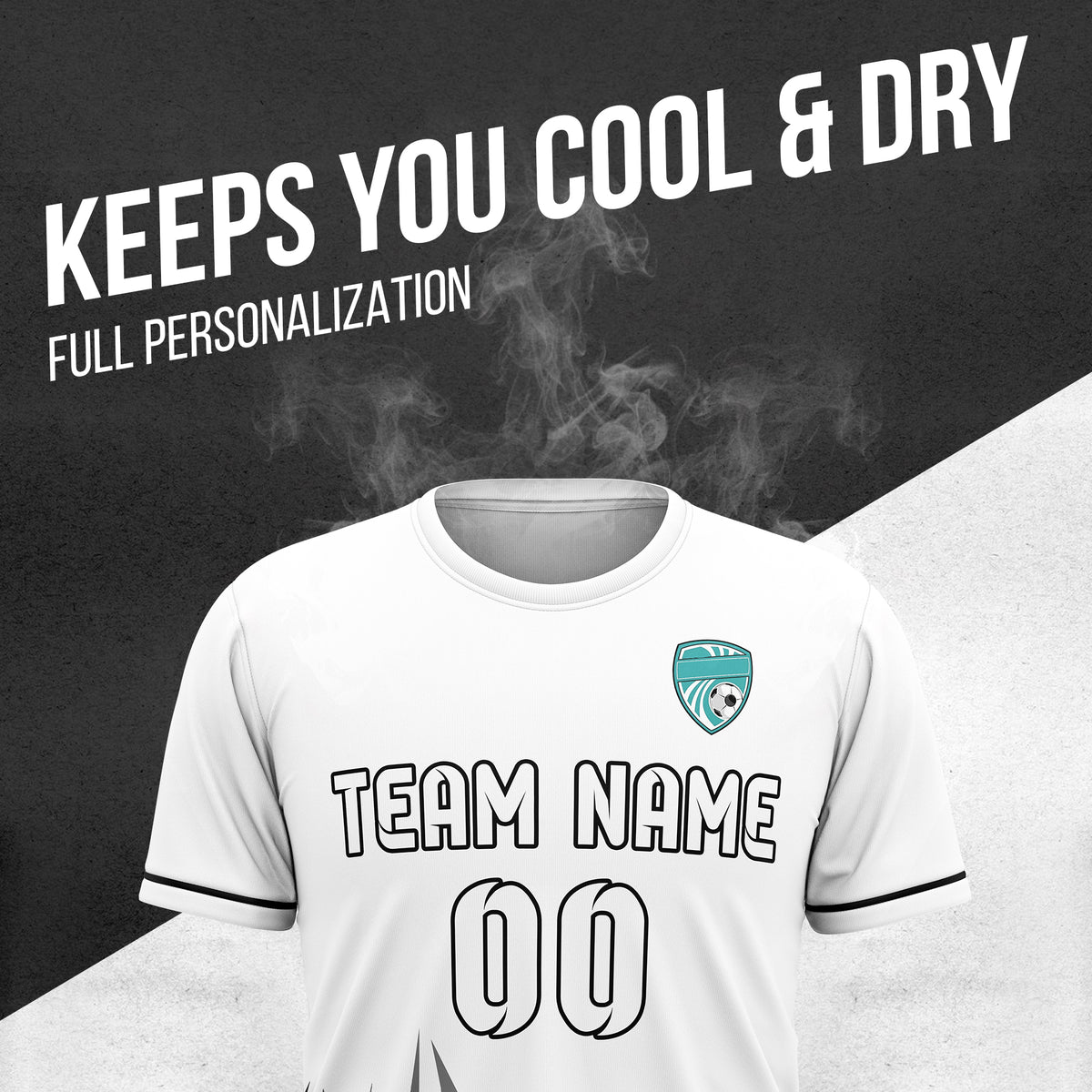 Soccer Jersey - Round Neck - Side Pattern - Design 1 - White