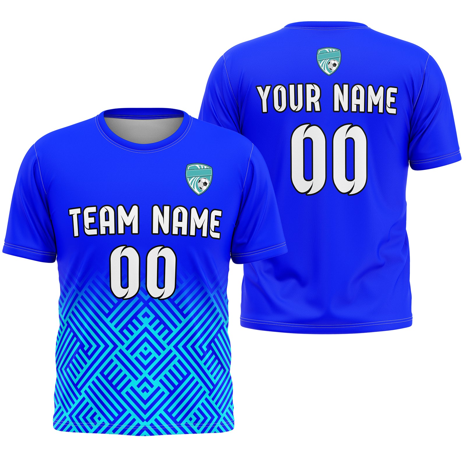 Soccer Jersey - Round Neck - Side Pattern - Design 2 - Blue