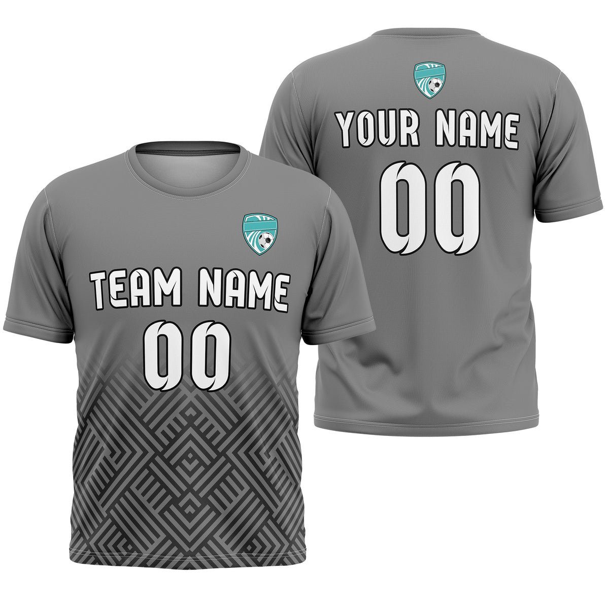 Soccer Jersey - Round Neck - Side Pattern - Design 2 - Dark Grey