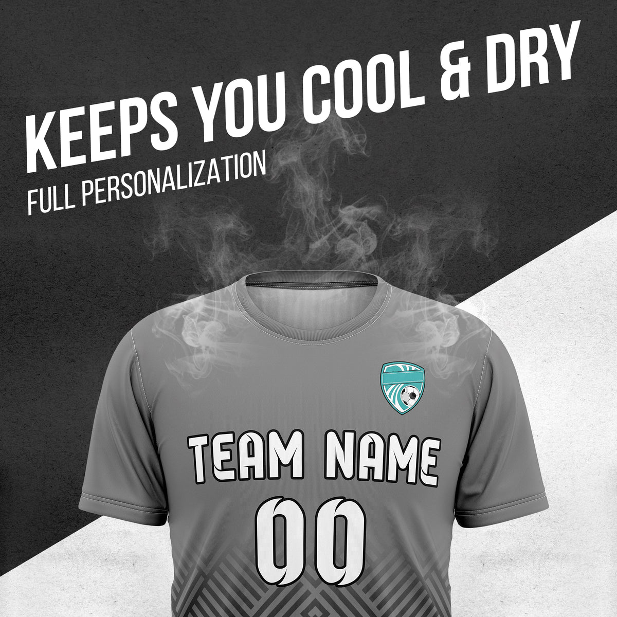 Soccer Jersey - Round Neck - Side Pattern - Design 2 - Dark Grey