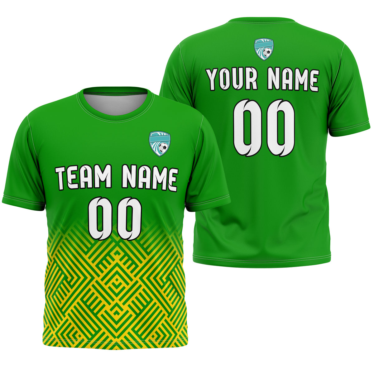 Soccer Jersey - Round Neck - Side Pattern - Design 2 - Green
