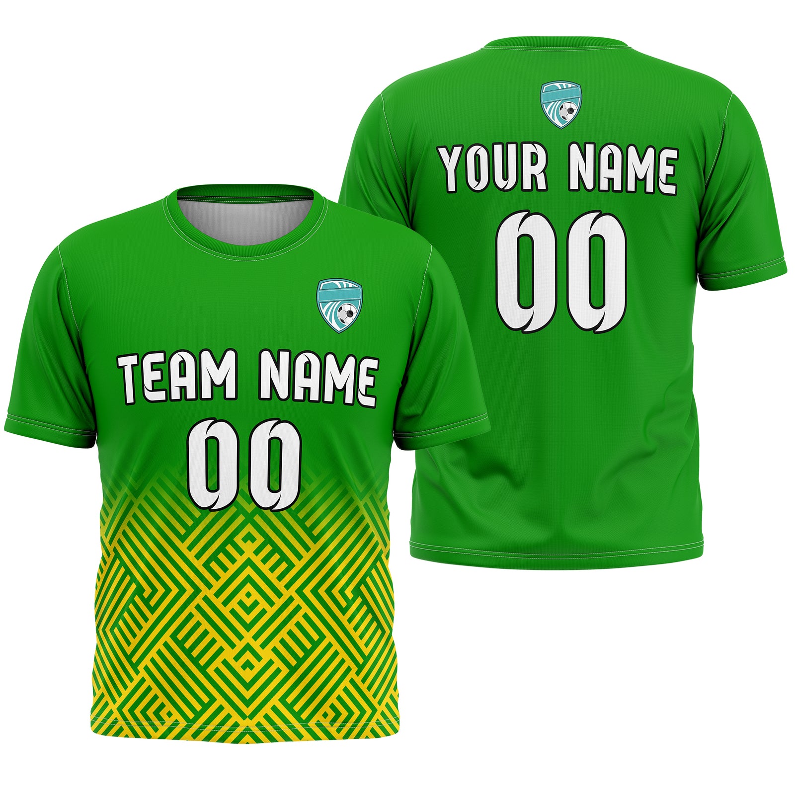 Soccer Jersey - Round Neck - Side Pattern - Design 2 - Green