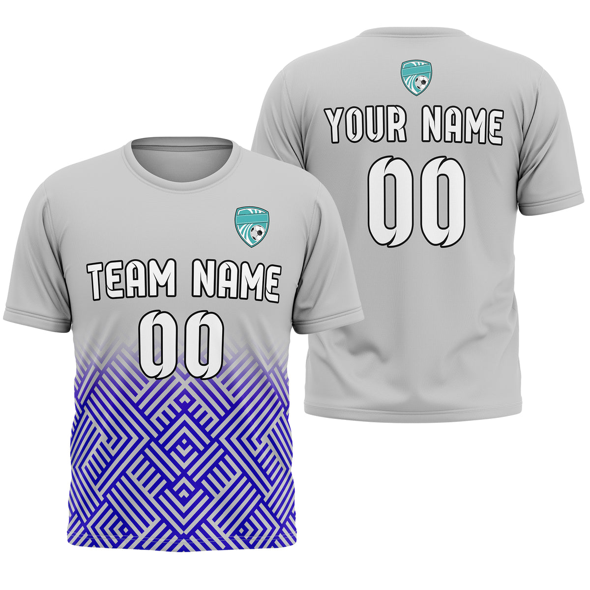 Soccer Jersey - Round Neck - Side Pattern - Design 2 - Grey