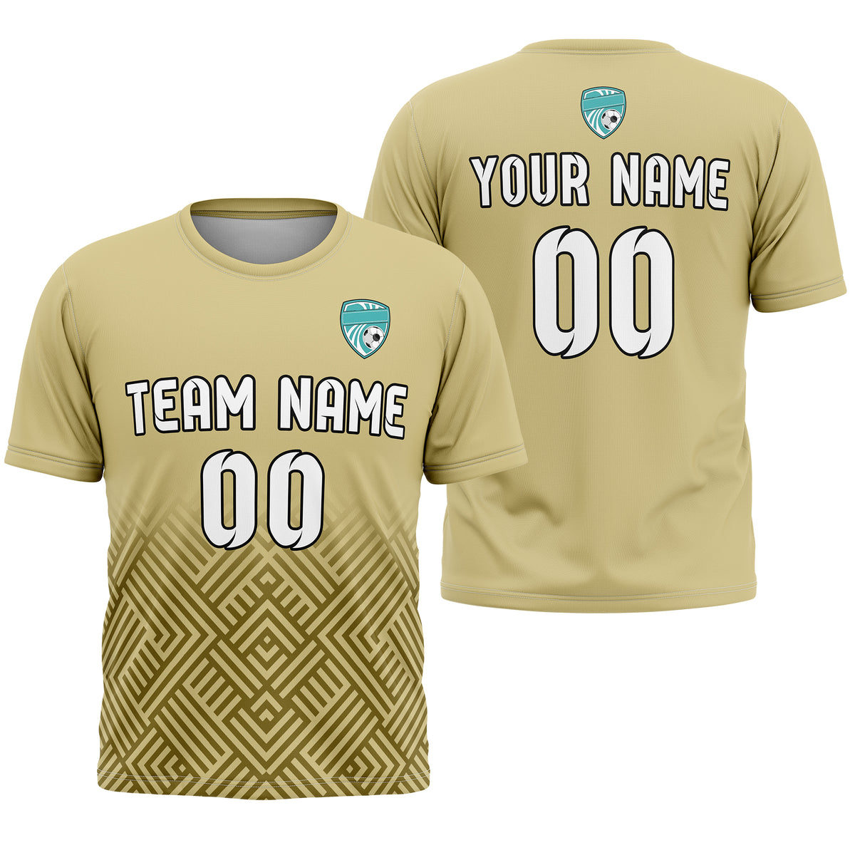 Soccer Jersey - Round Neck - Side Pattern - Design 2 - Khakhii