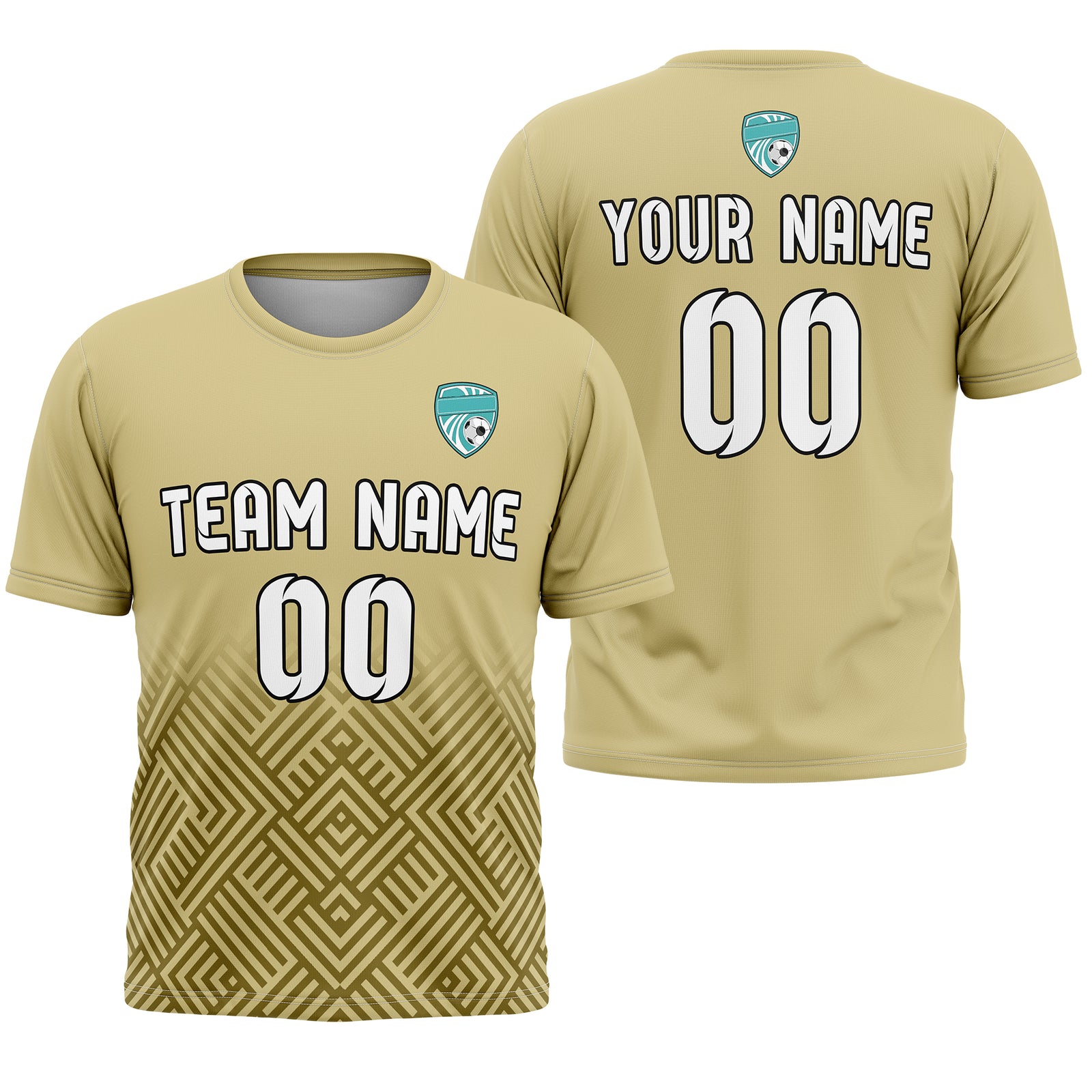 Soccer Jersey - Round Neck - Side Pattern - Design 2 - Khakhii