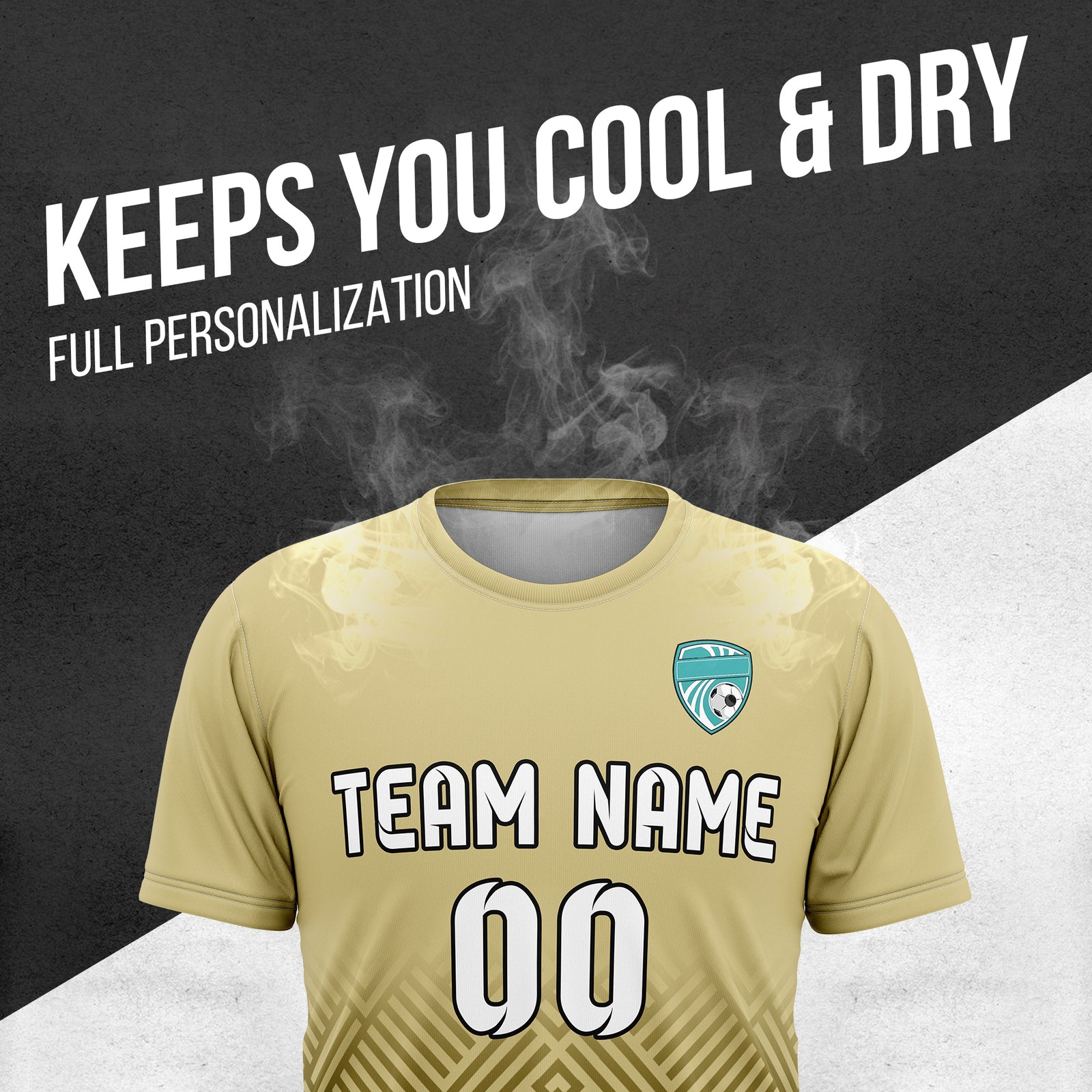 Soccer Jersey - Round Neck - Side Pattern - Design 2 - Khakhii