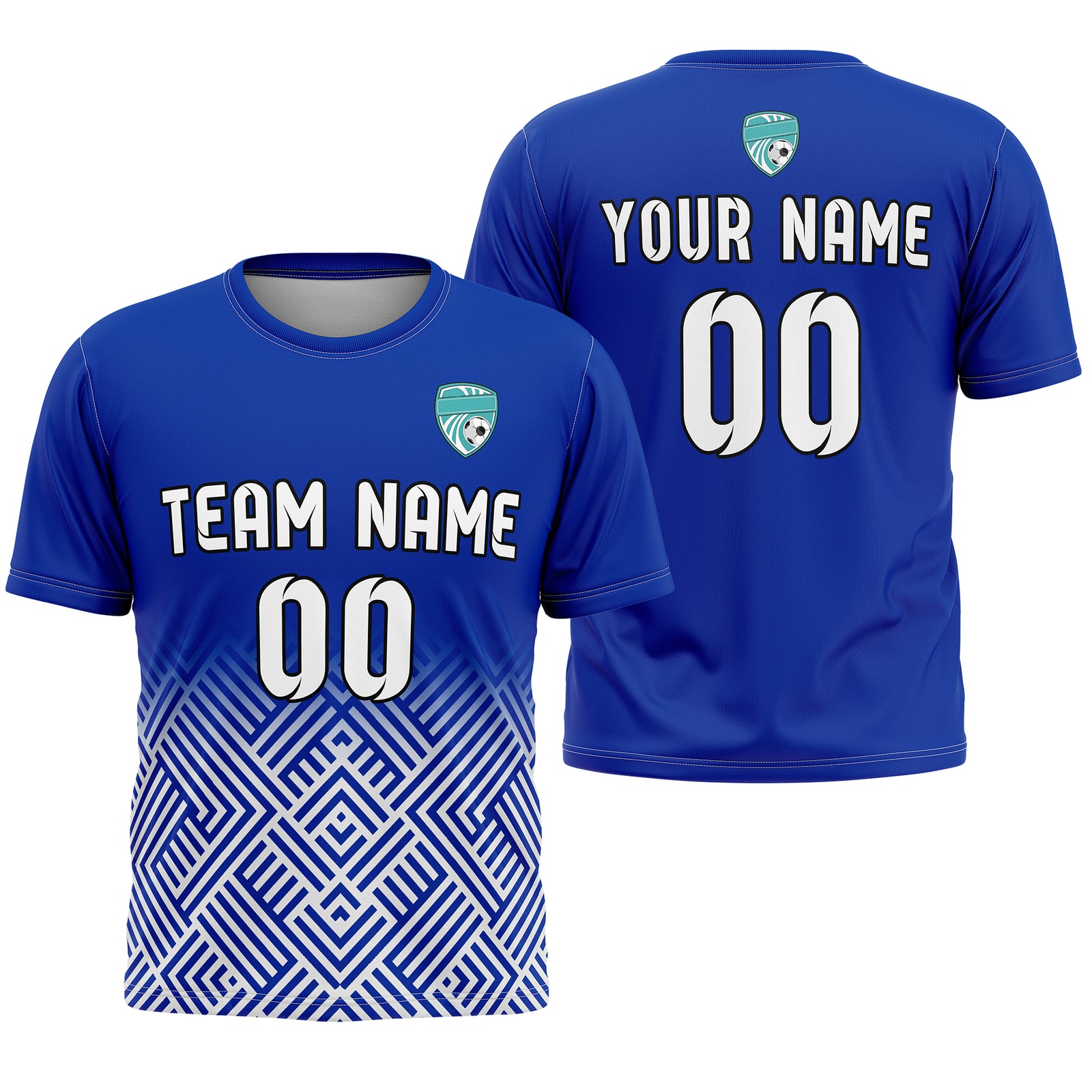 Soccer Jersey - Round Neck - Side Pattern - Design 2 - Navy