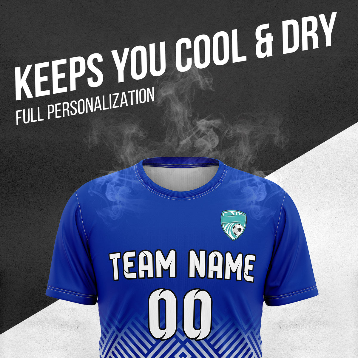 Soccer Jersey - Round Neck - Side Pattern - Design 2 - Navy