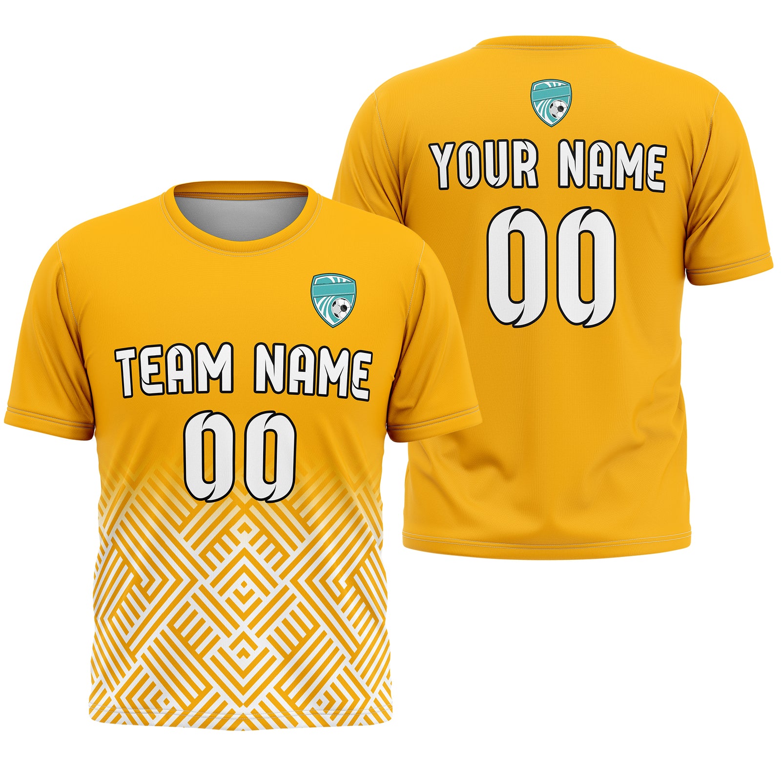 Soccer Jersey - Round Neck - Side Pattern - Design 2 - Orange