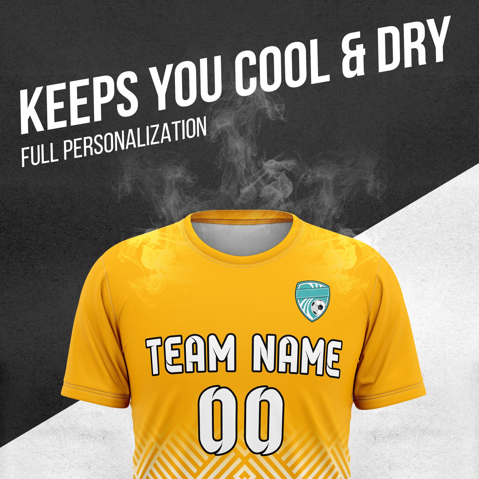 Soccer Jersey - Round Neck - Side Pattern - Design 2 - Orange