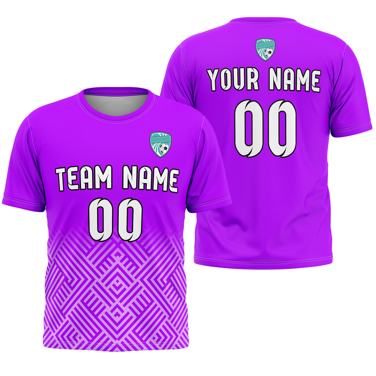 Soccer Jersey - Round Neck - Side Pattern - Design 2 - Purple