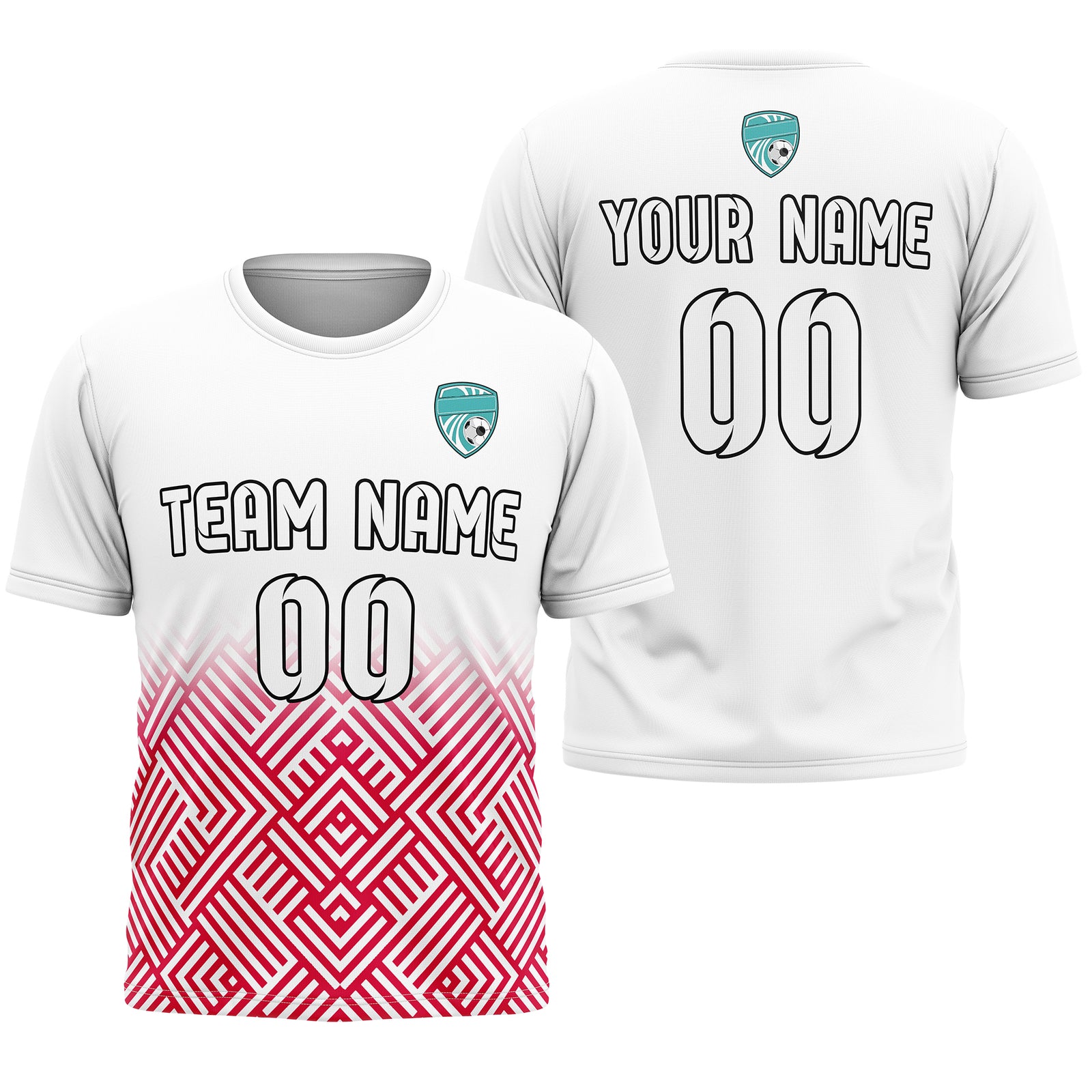 Soccer Jersey - Round Neck - Side Pattern - Design 2 - White