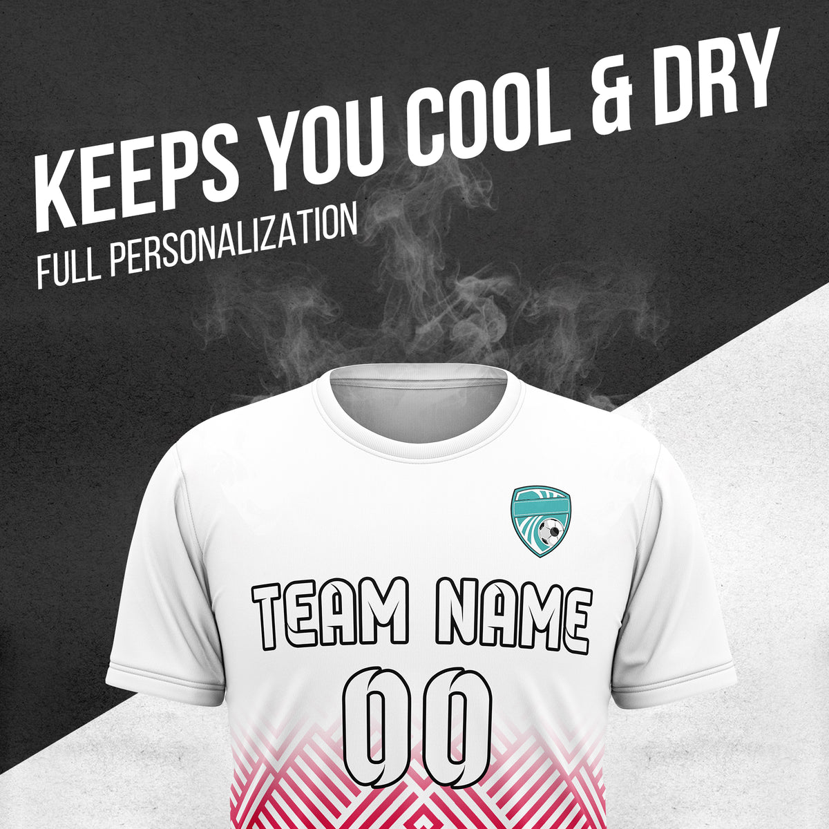 Soccer Jersey - Round Neck - Side Pattern - Design 2 - White