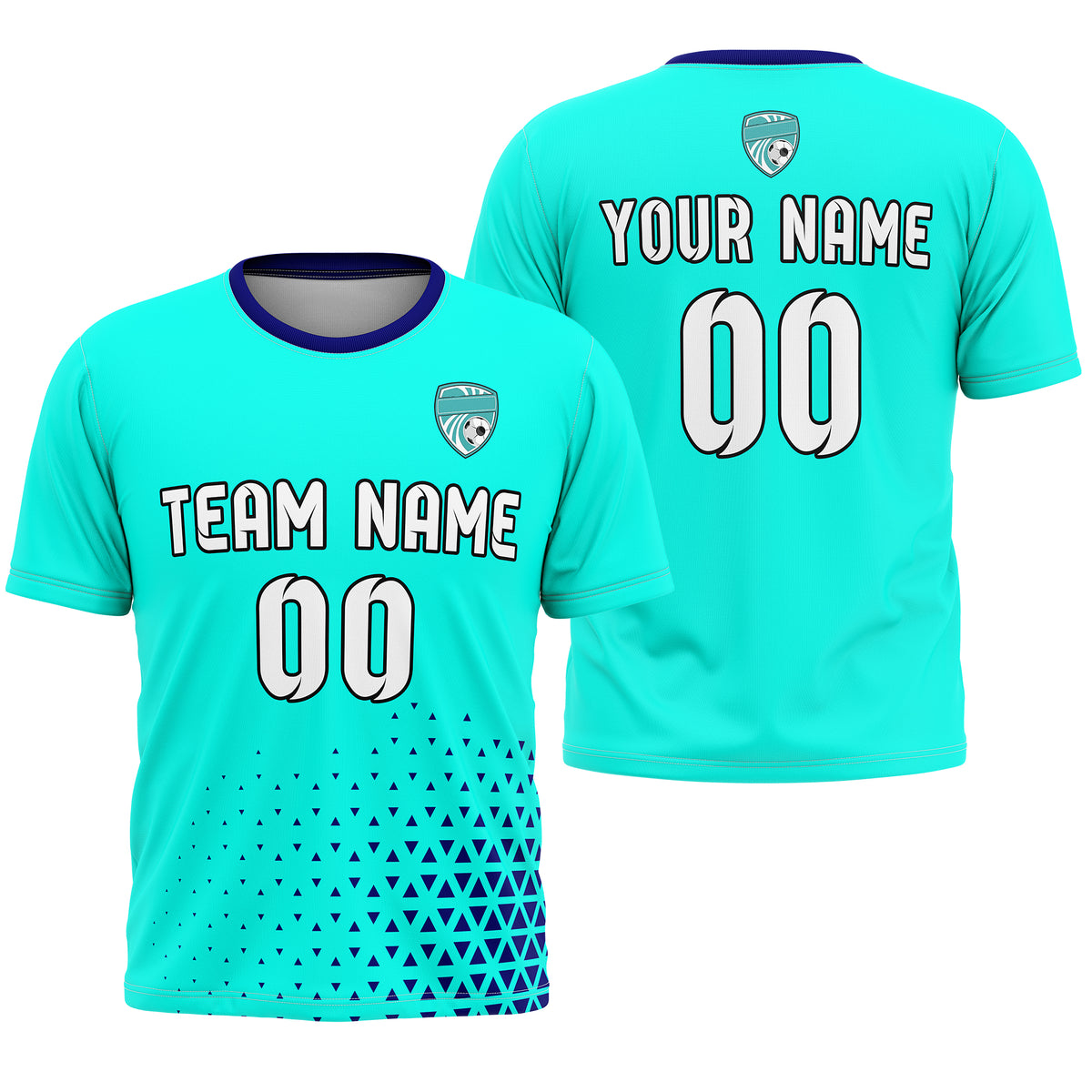 Soccer Jersey - Round Neck - Side Pattern - Design 3 - Aqua