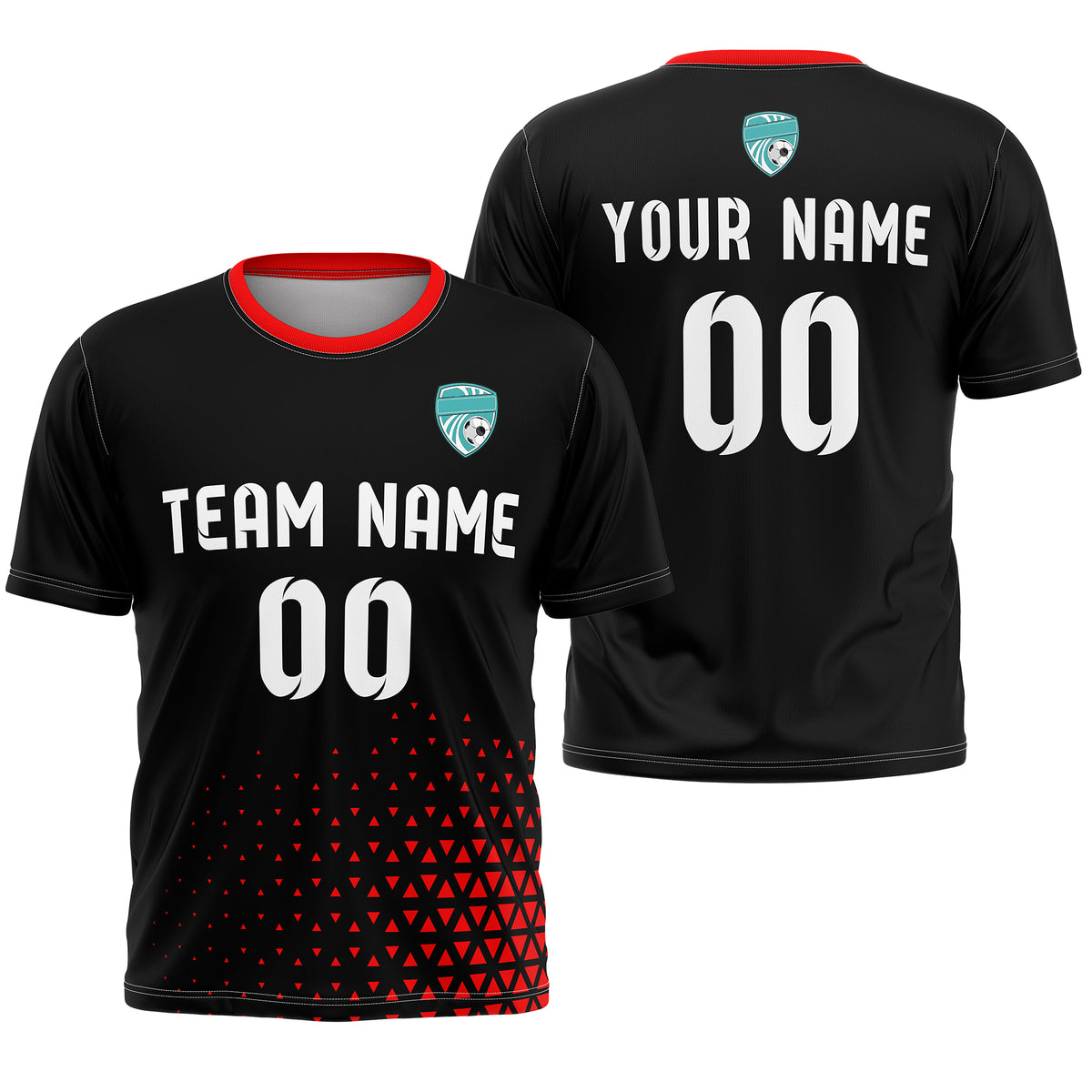 Soccer Jersey - Round Neck - Side Pattern - Design 3 - Black