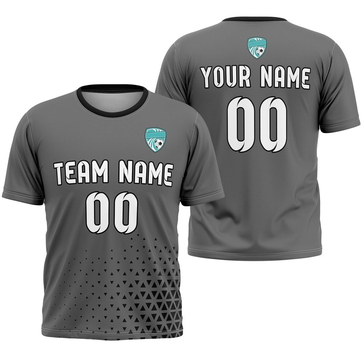 Soccer Jersey - Round Neck - Side Pattern - Design 3 - Dark Grey