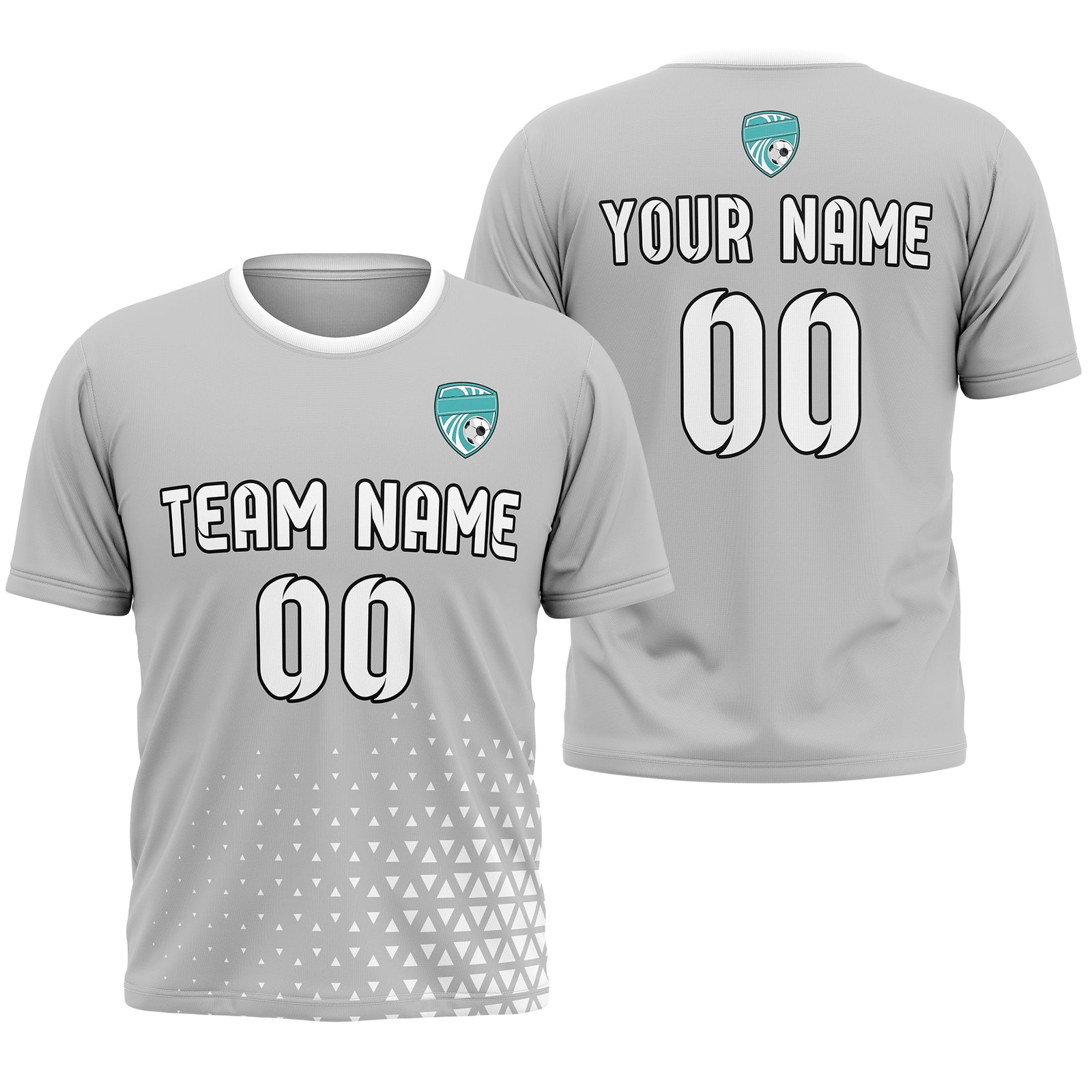 Soccer Jersey - Round Neck - Side Pattern - Design 3 - Grey