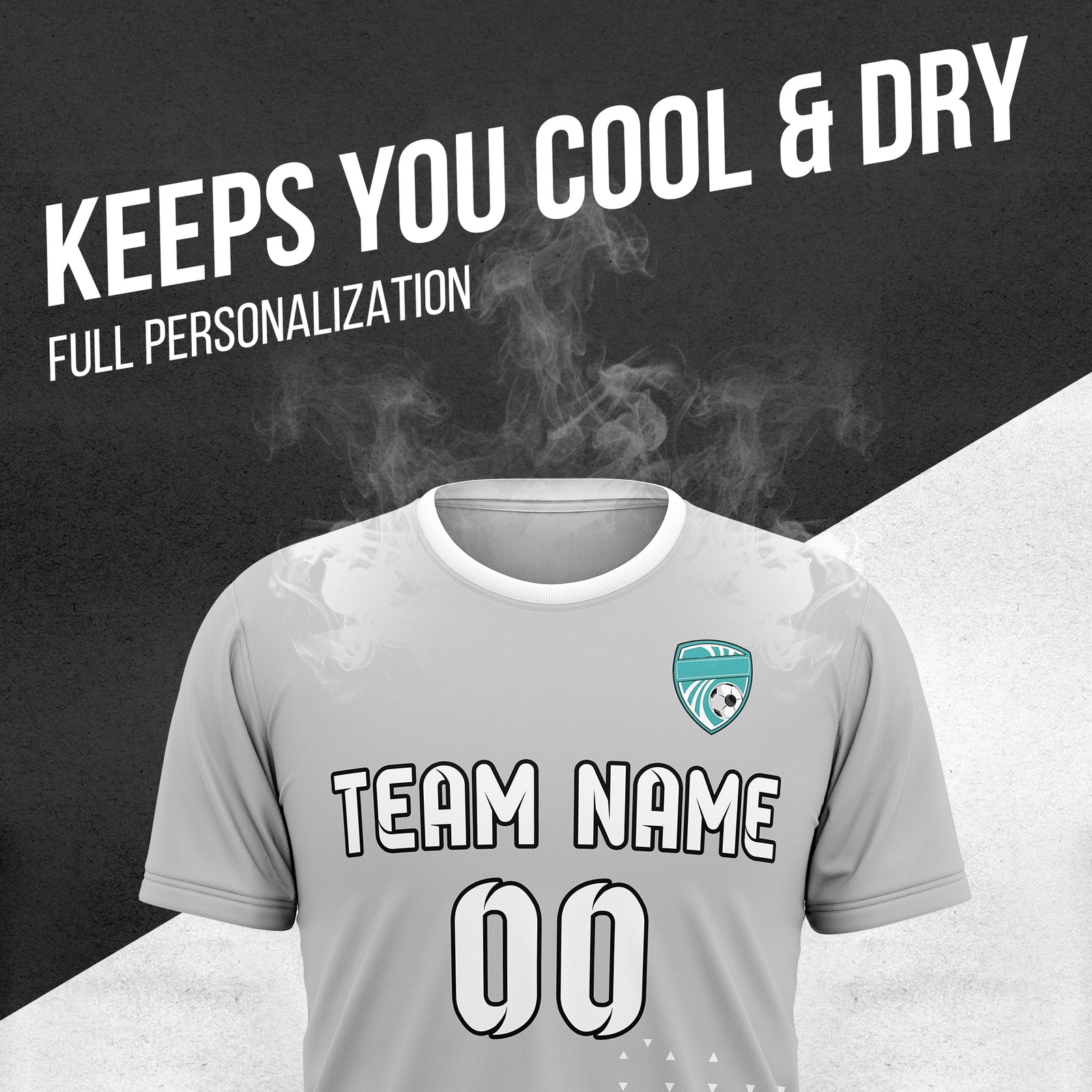 Soccer Jersey - Round Neck - Side Pattern - Design 3 - Grey