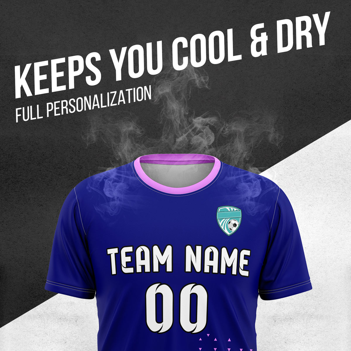 Soccer Jersey - Round Neck - Side Pattern - Design 3 - Navy