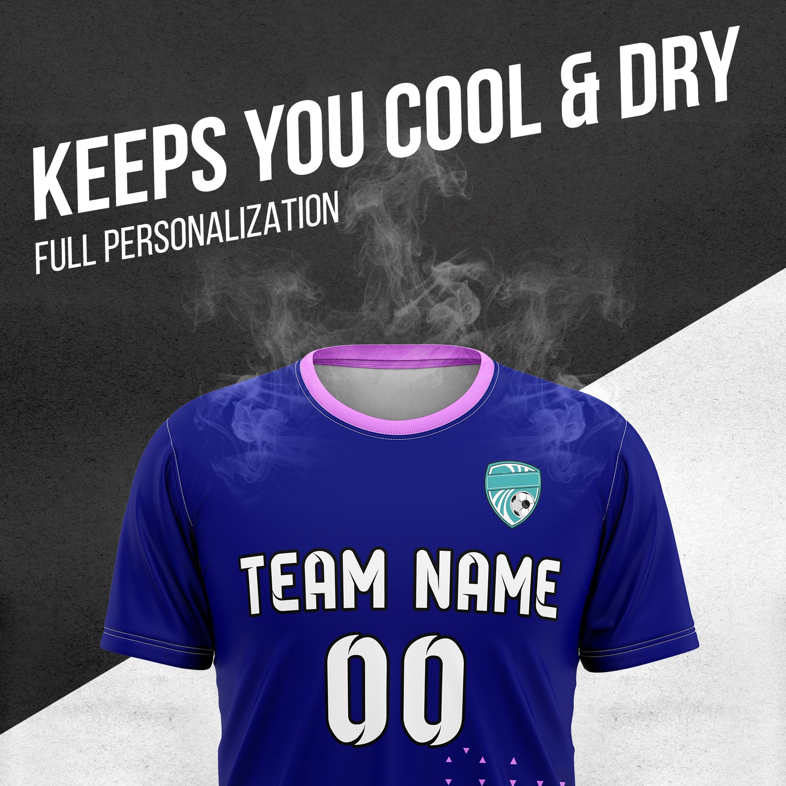 Soccer Jersey - Round Neck - Side Pattern - Design 3 - Navy