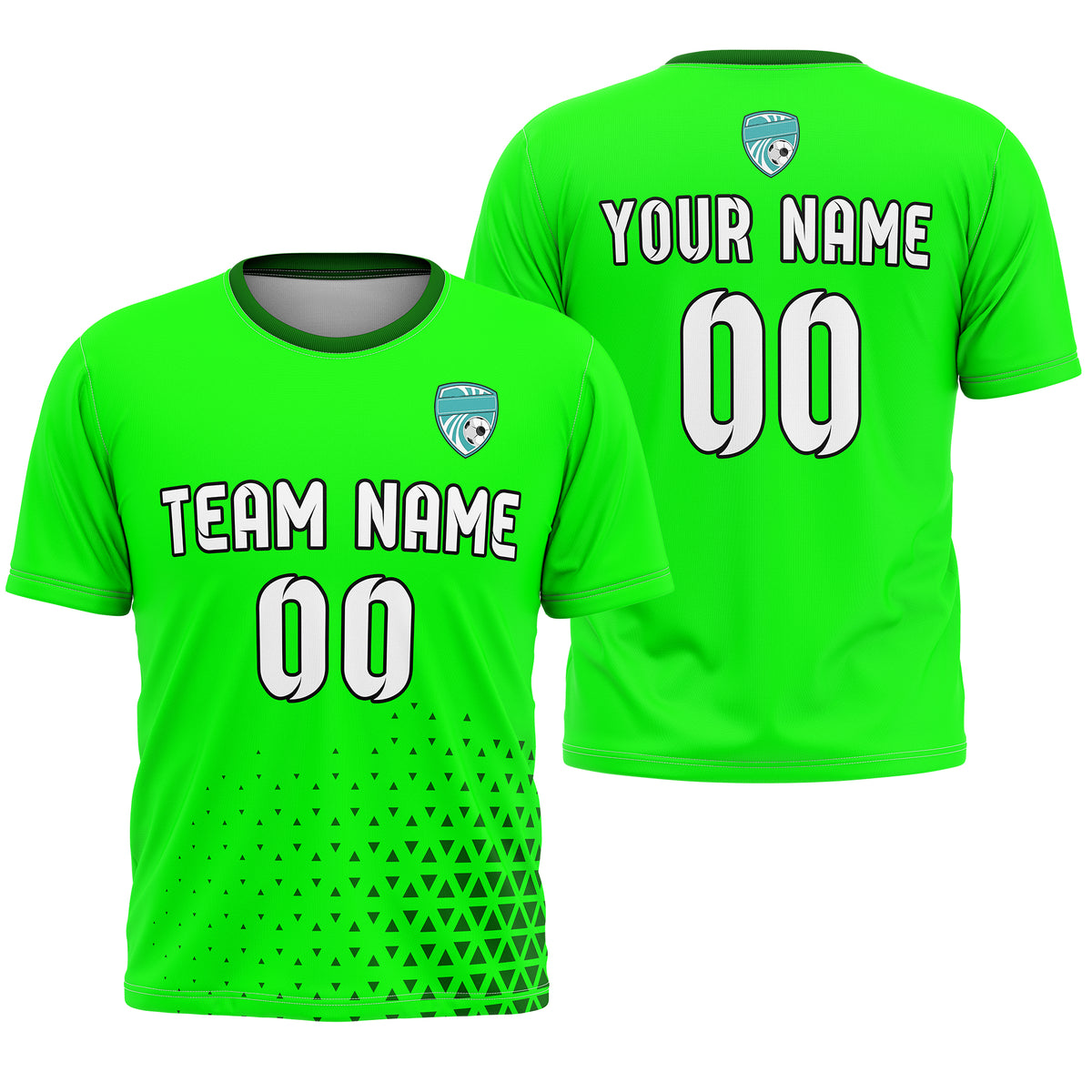 Soccer Jersey - Round Neck - Side Pattern - Design 3 - Neon Green