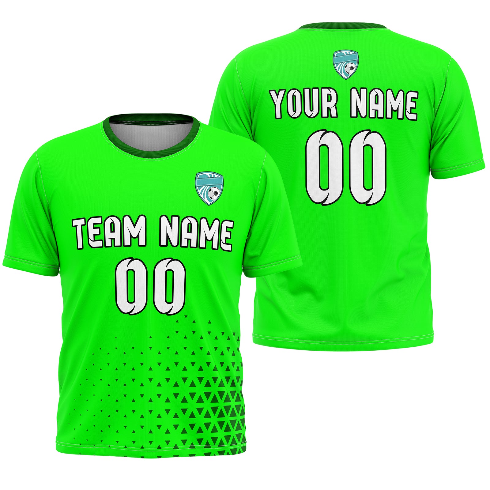 Soccer Jersey - Round Neck - Side Pattern - Design 3 - Neon Green