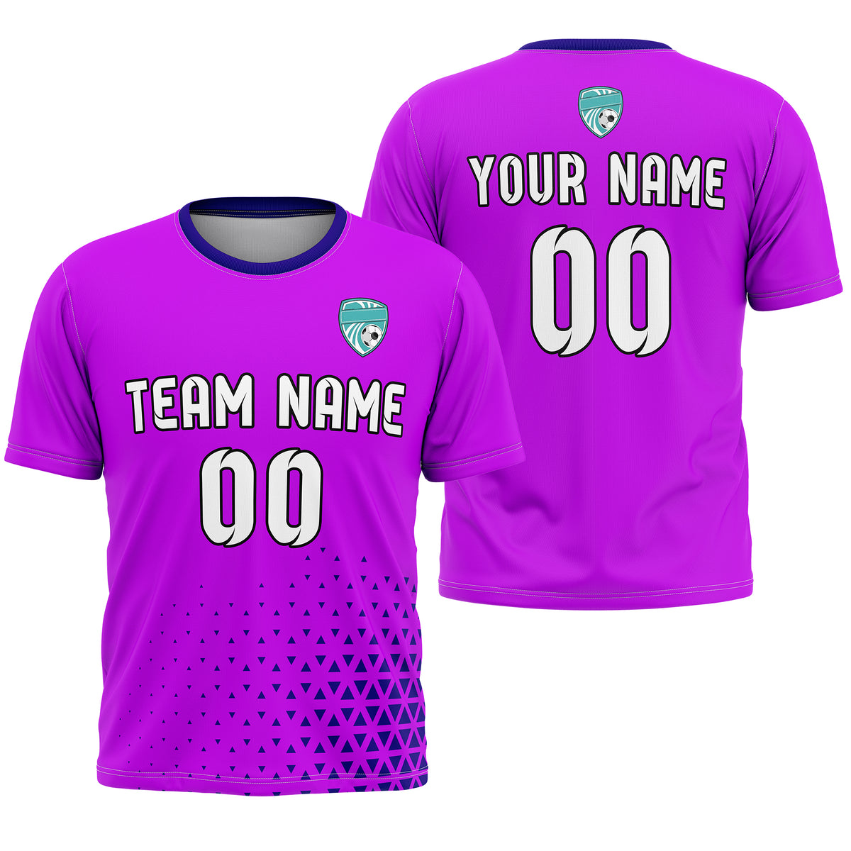 Soccer Jersey - Round Neck - Side Pattern - Design 3 - Purple