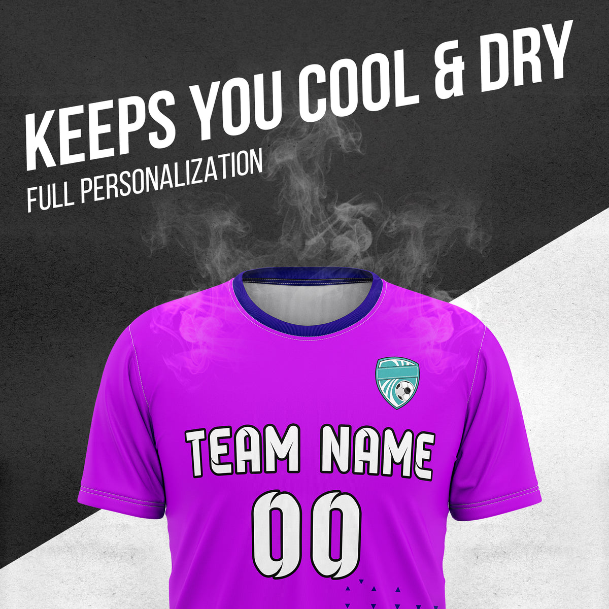 Soccer Jersey - Round Neck - Side Pattern - Design 3 - Purple