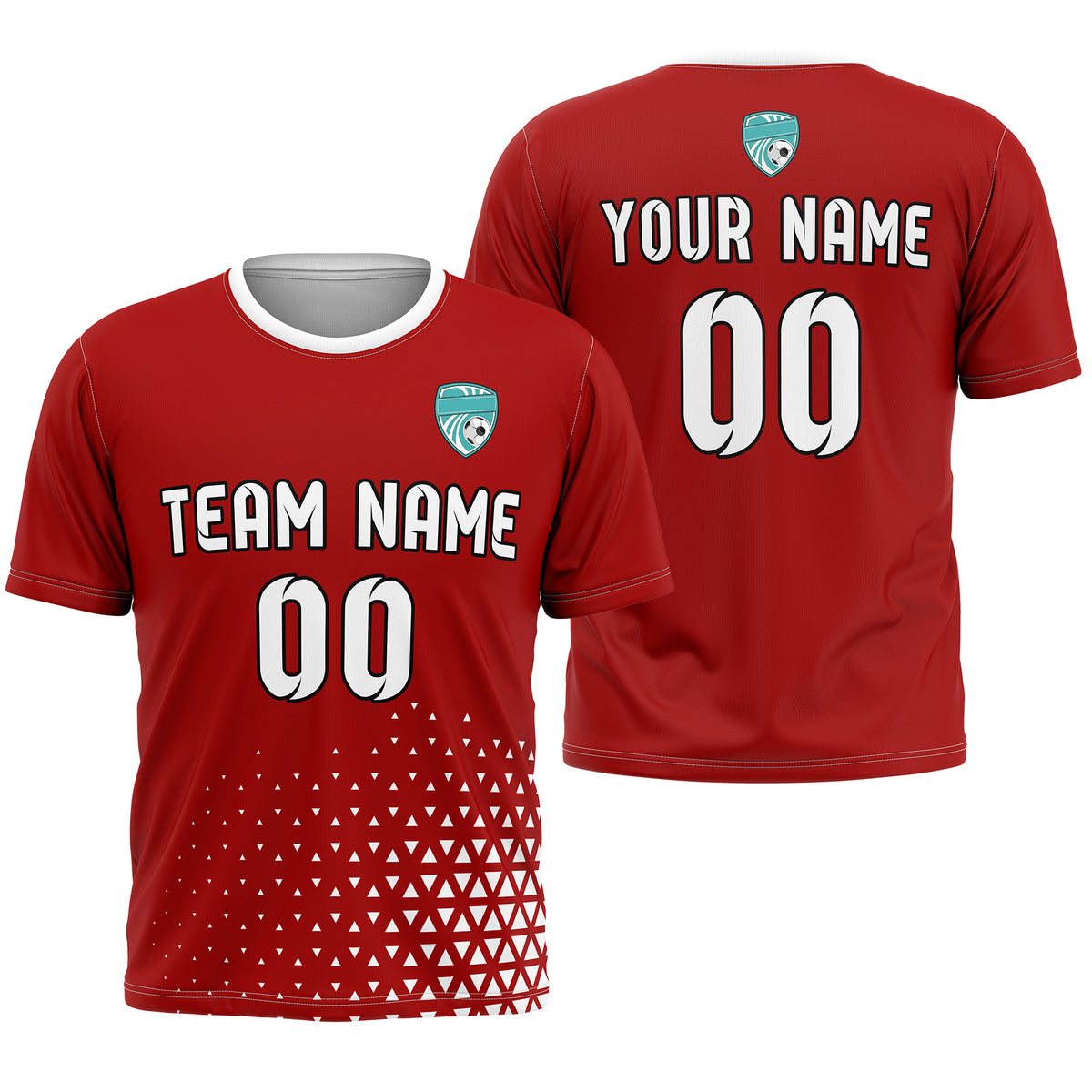 Soccer Jersey - Round Neck - Side Pattern - Design 3 - Red