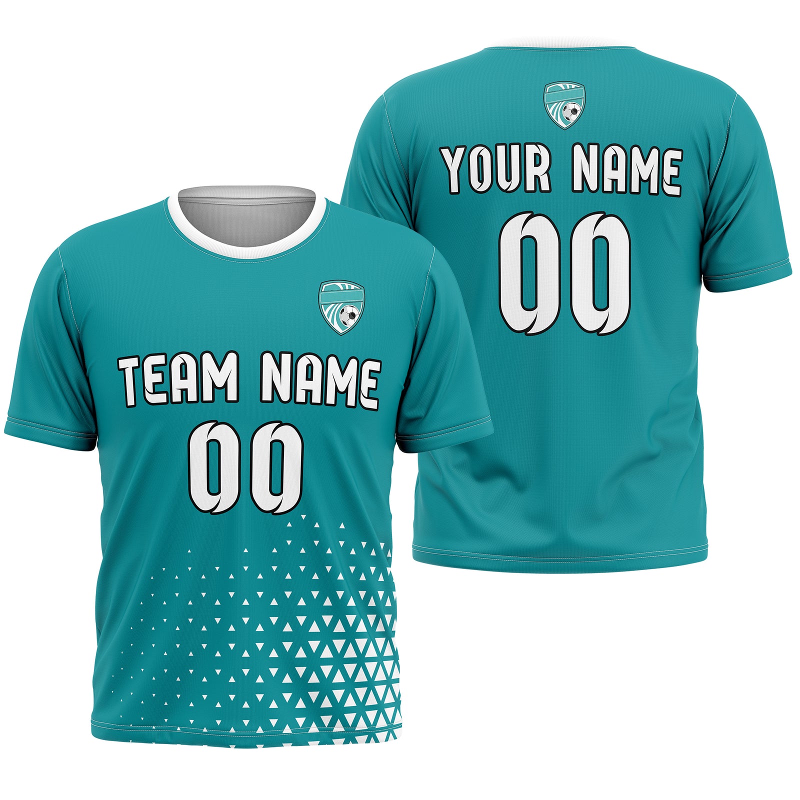 Soccer Jersey - Round Neck - Side Pattern - Design 3 - Teal