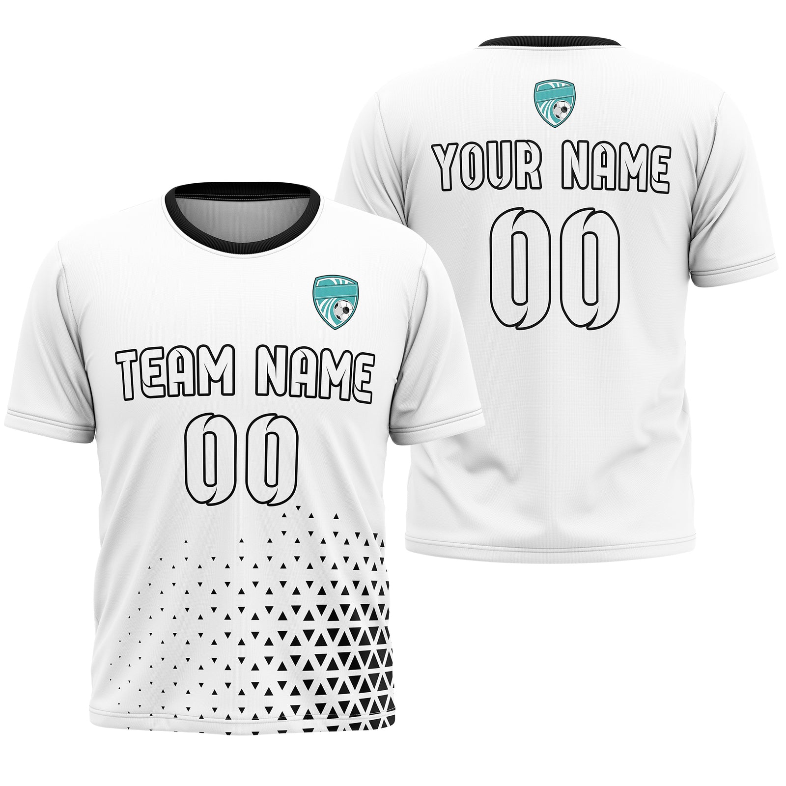 Soccer Jersey - Round Neck - Side Pattern - Design 3 - White