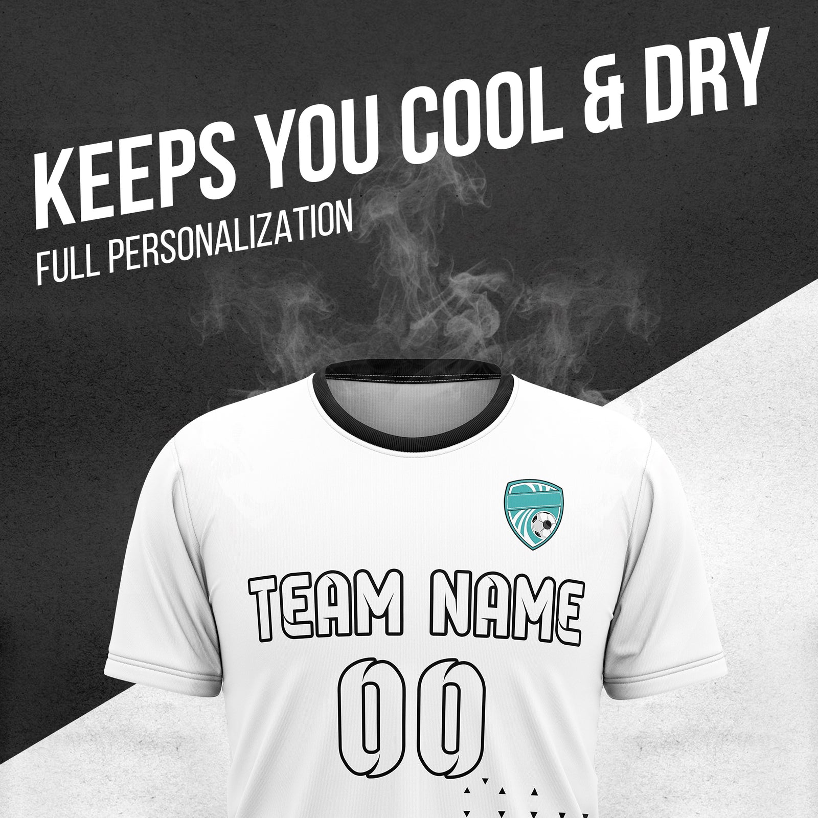 Soccer Jersey - Round Neck - Side Pattern - Design 3 - White