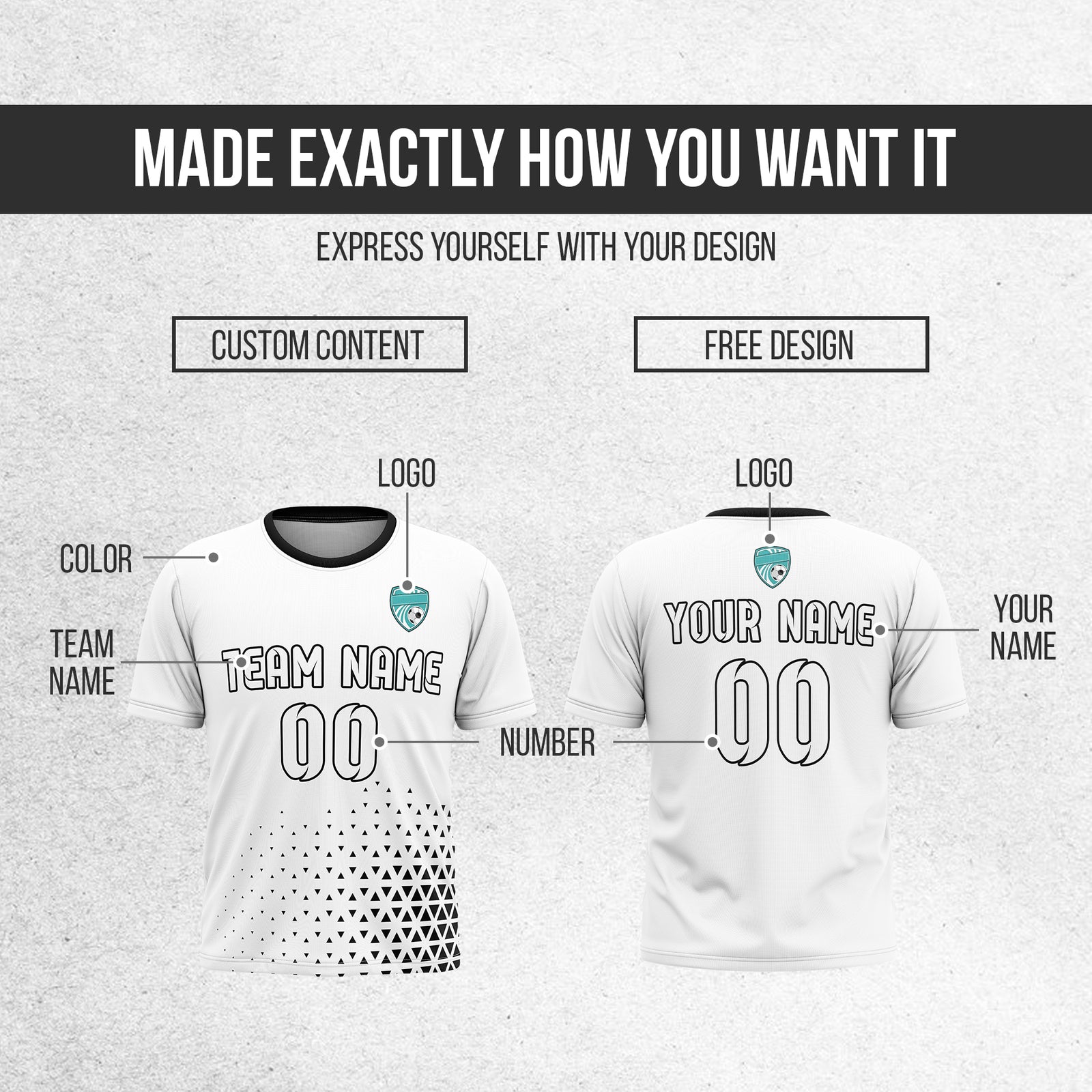 Soccer Jersey - Round Neck - Side Pattern - Design 3 - White