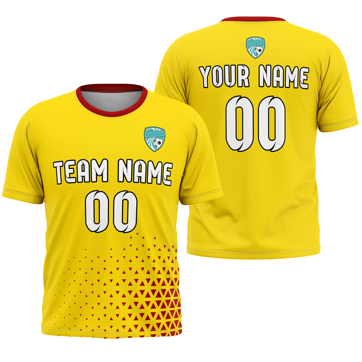 Soccer Jersey - Round Neck - Side Pattern - Design 3 - Yellow