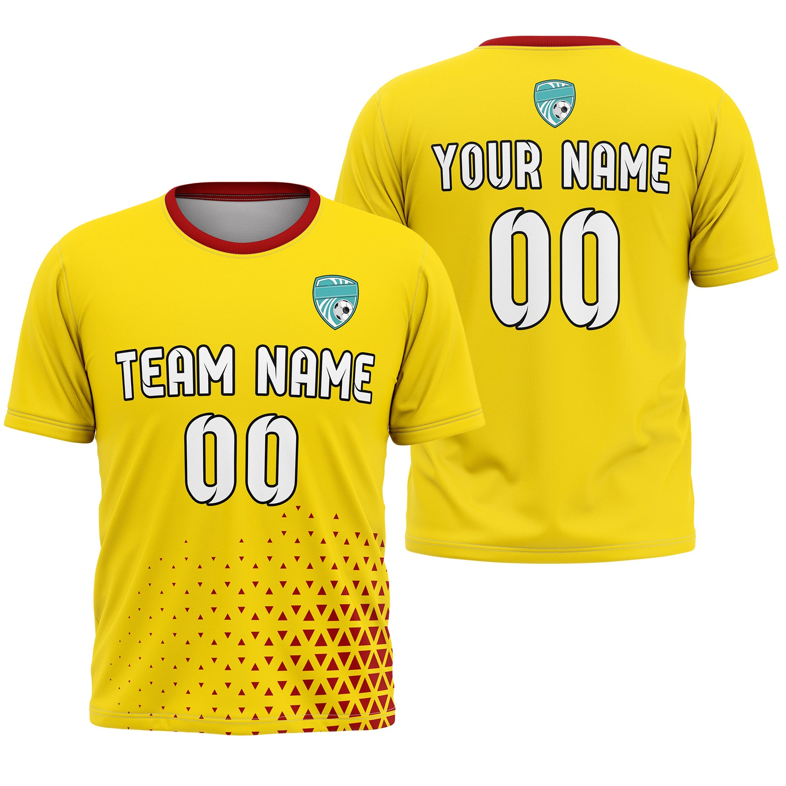 Soccer Jersey - Round Neck - Side Pattern - Design 3 - Yellow