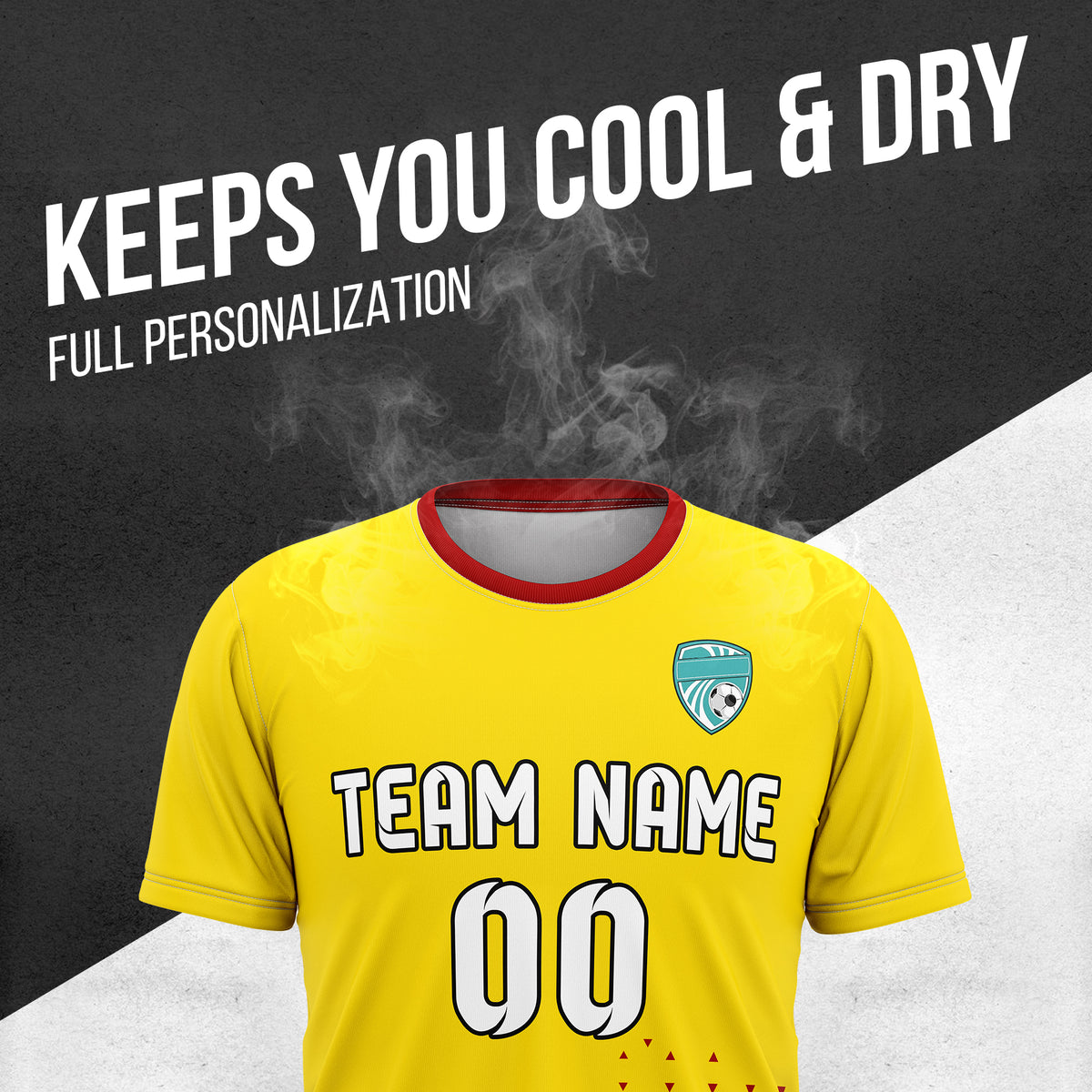 Soccer Jersey - Round Neck - Side Pattern - Design 3 - Yellow