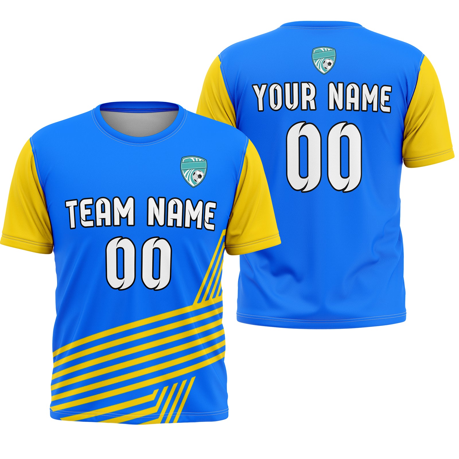 Soccer Jersey - Round Neck - Side Pattern - Design 4 - Blue