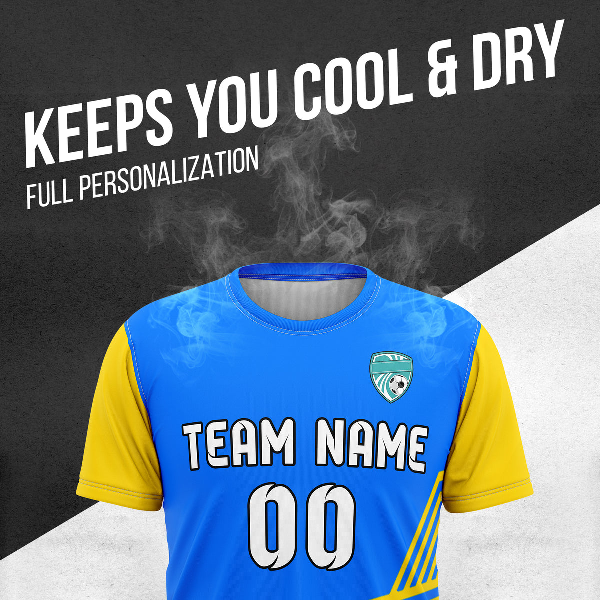 Soccer Jersey - Round Neck - Side Pattern - Design 4 - Blue