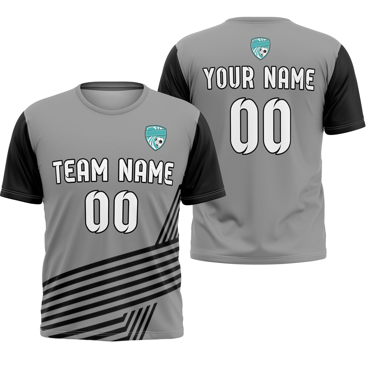 Soccer Jersey - Round Neck - Side Pattern - Design 4 - Dark Grey