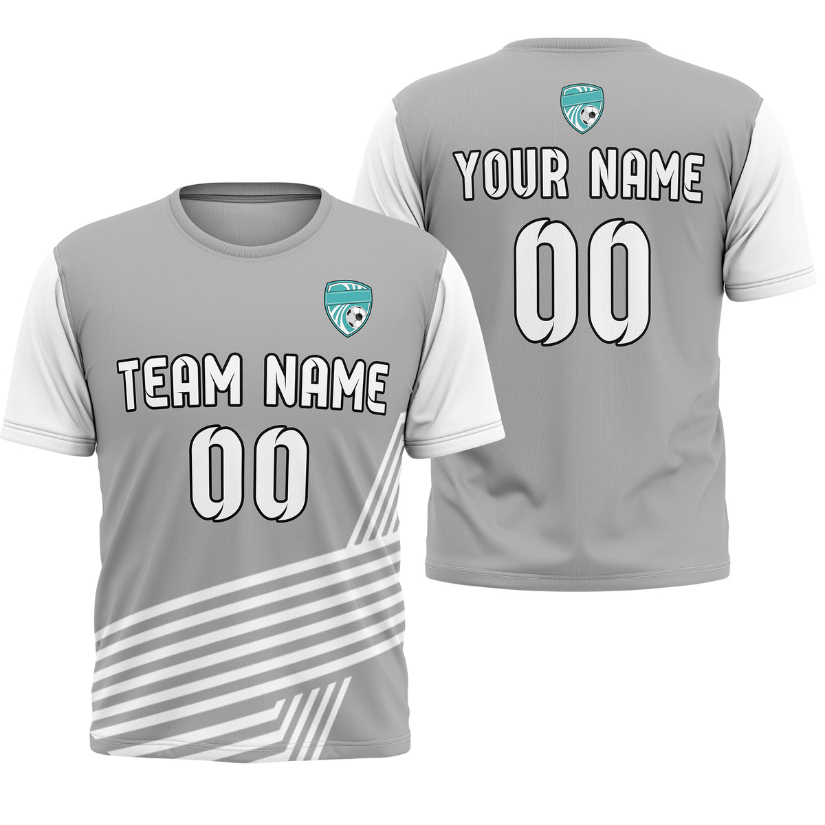 Soccer Jersey - Round Neck - Side Pattern - Design 4 - Grey