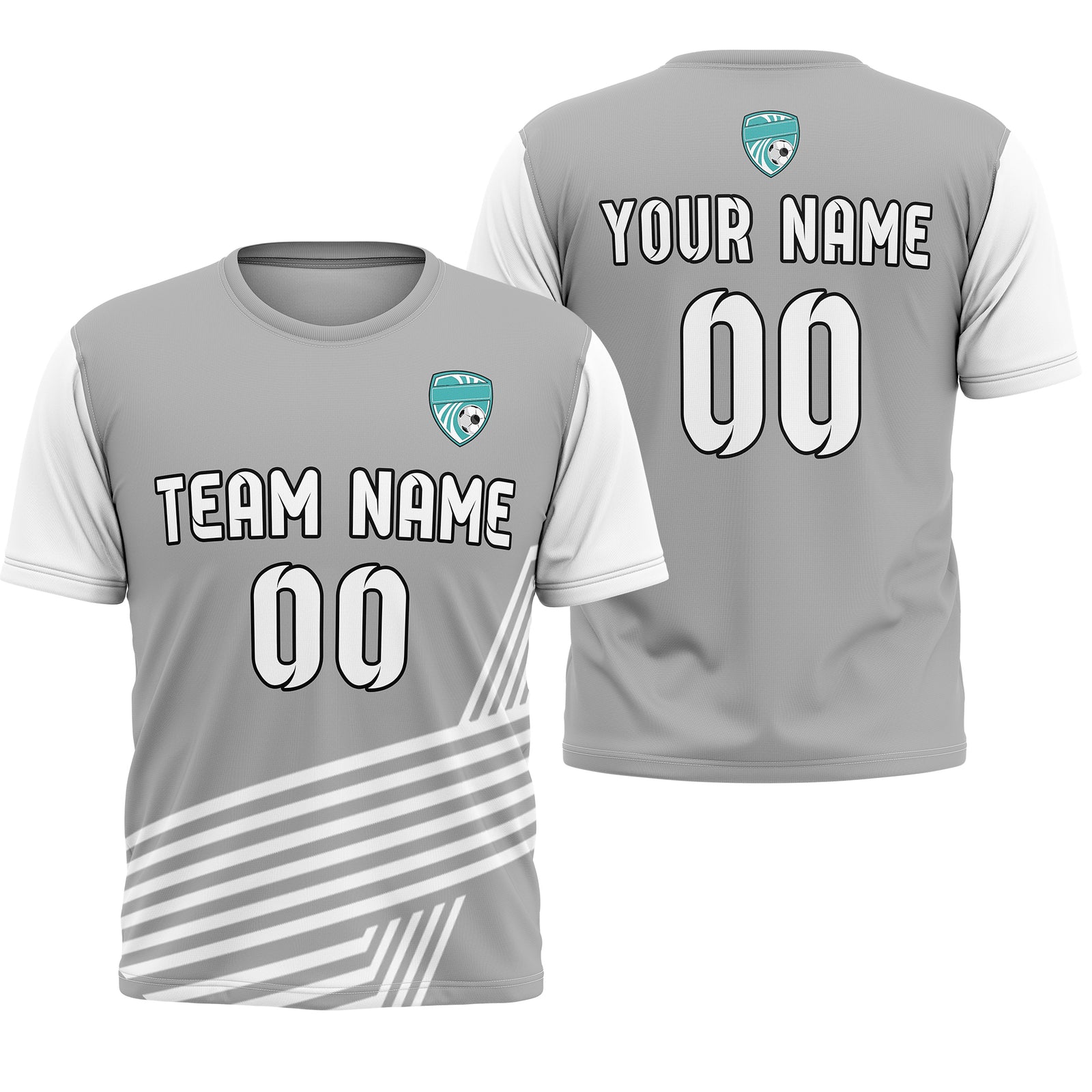 Soccer Jersey - Round Neck - Side Pattern - Design 4 - Grey