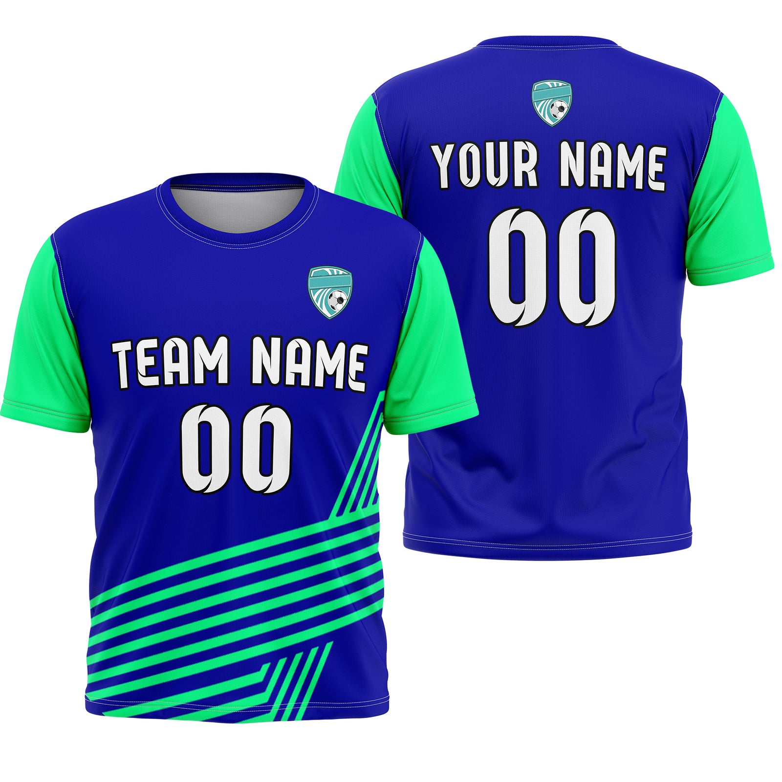 Soccer Jersey - Round Neck - Side Pattern - Design 4 - Navy