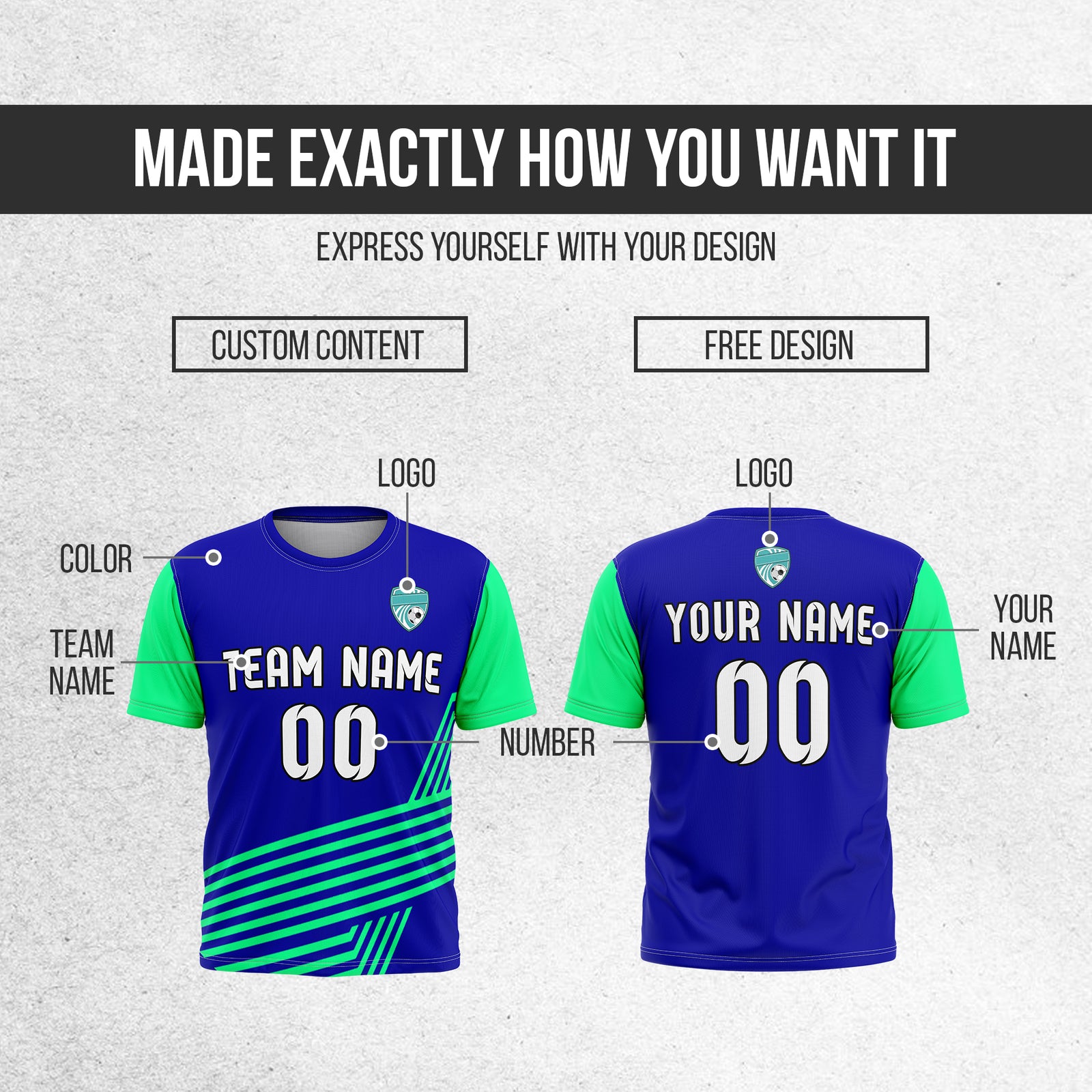 Soccer Jersey - Round Neck - Side Pattern - Design 4 - Navy