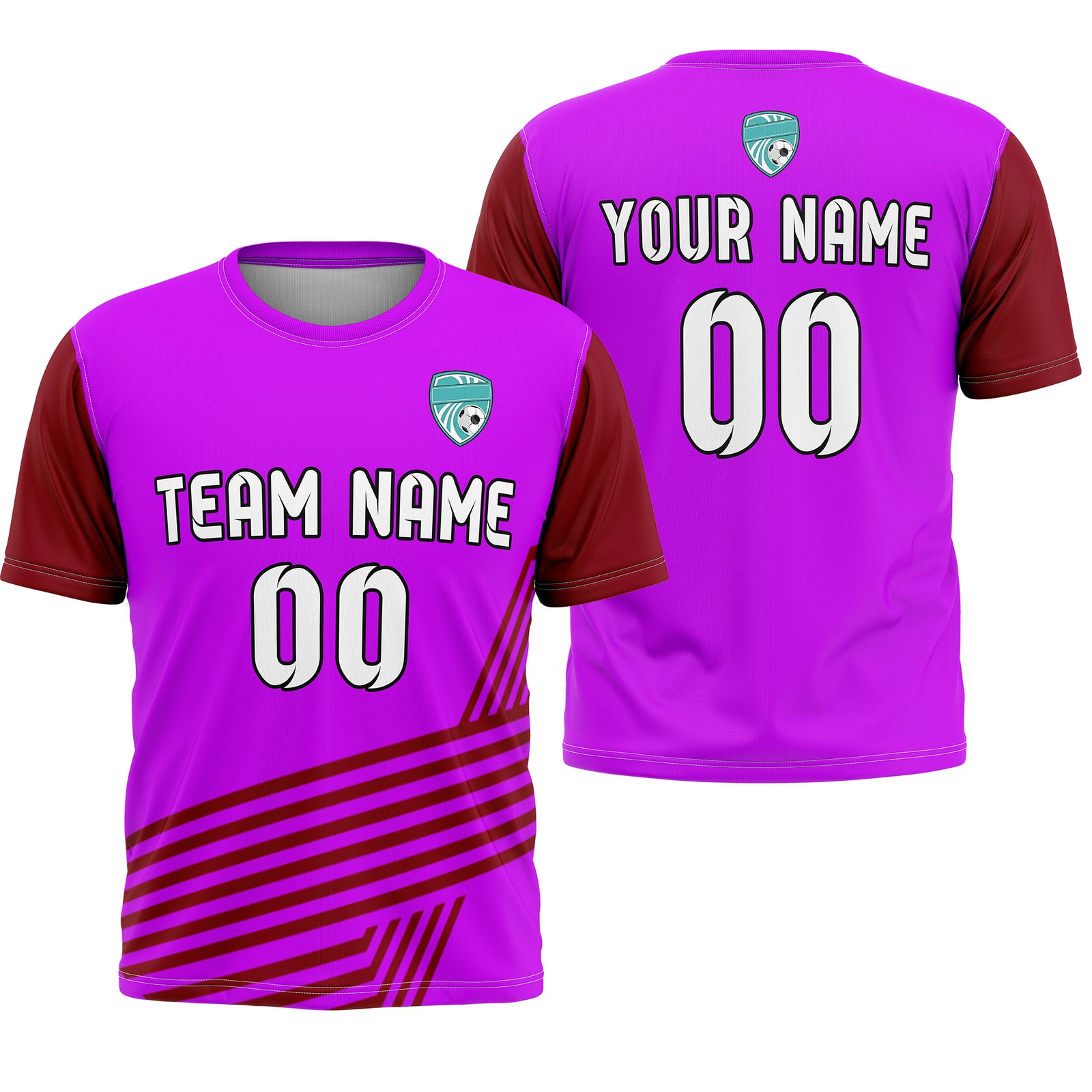 Soccer Jersey - Round Neck - Side Pattern - Design 4 - Purple