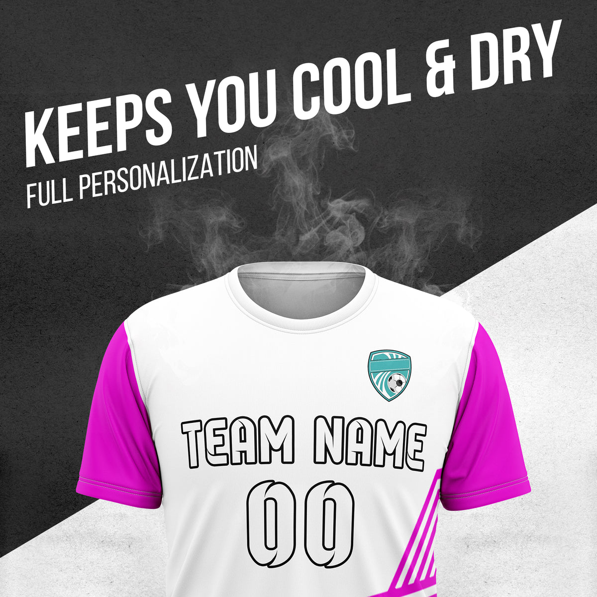 Soccer Jersey - Round Neck - Side Pattern - Design 4 - White