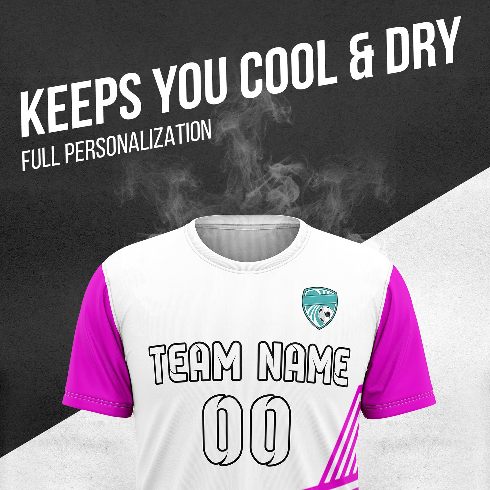 Soccer Jersey - Round Neck - Side Pattern - Design 4 - White