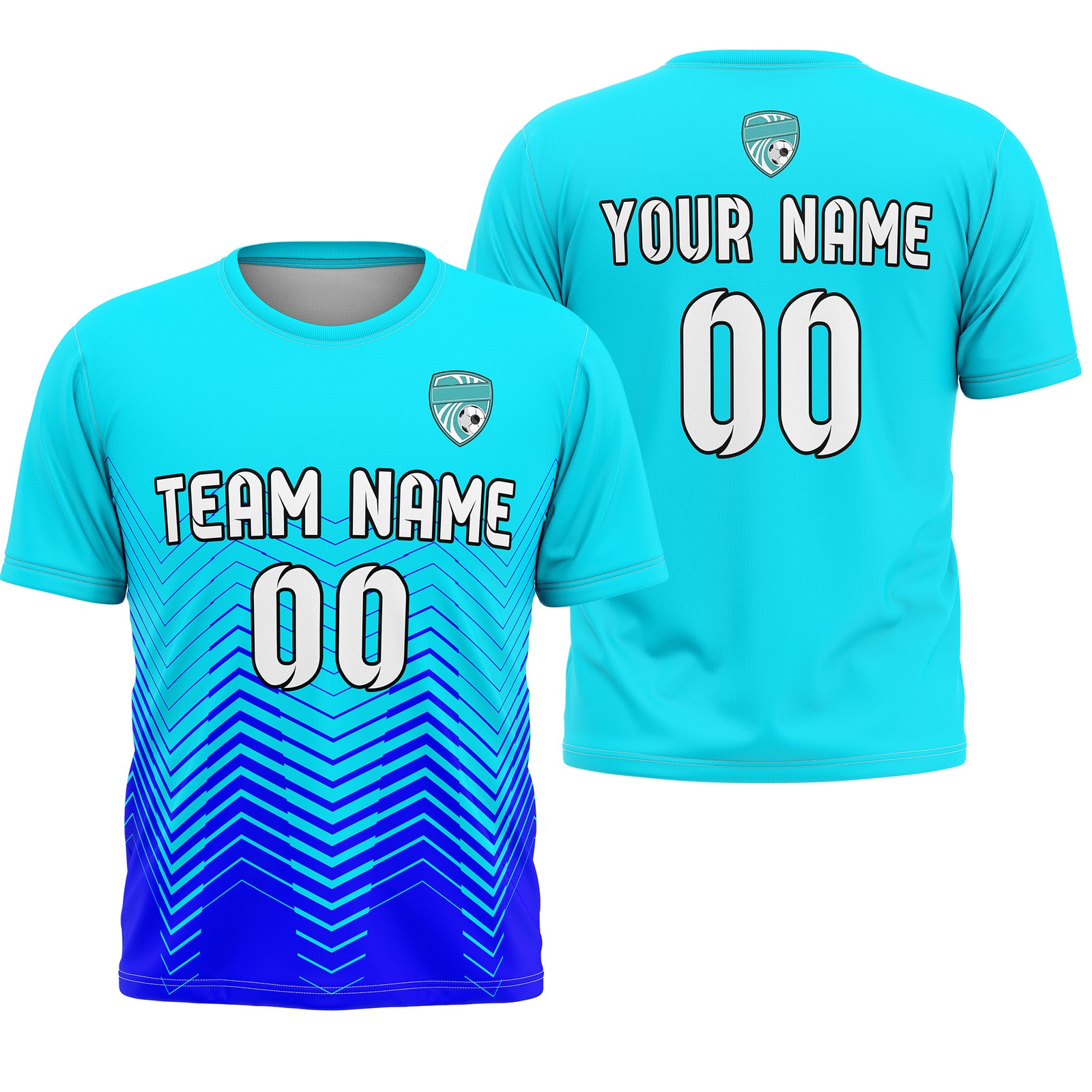 Soccer Jersey - Round Neck - Side Pattern - Design 5 - Aqua