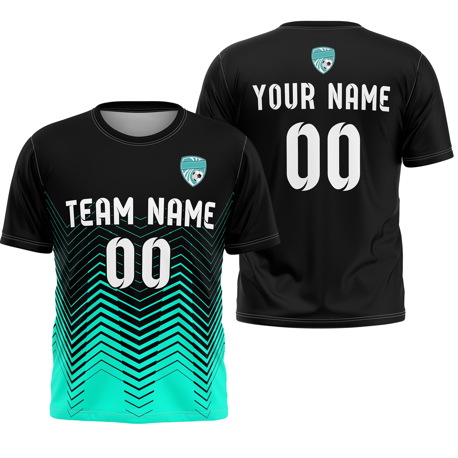 Soccer Jersey - Round Neck - Side Pattern - Design 5 - Black