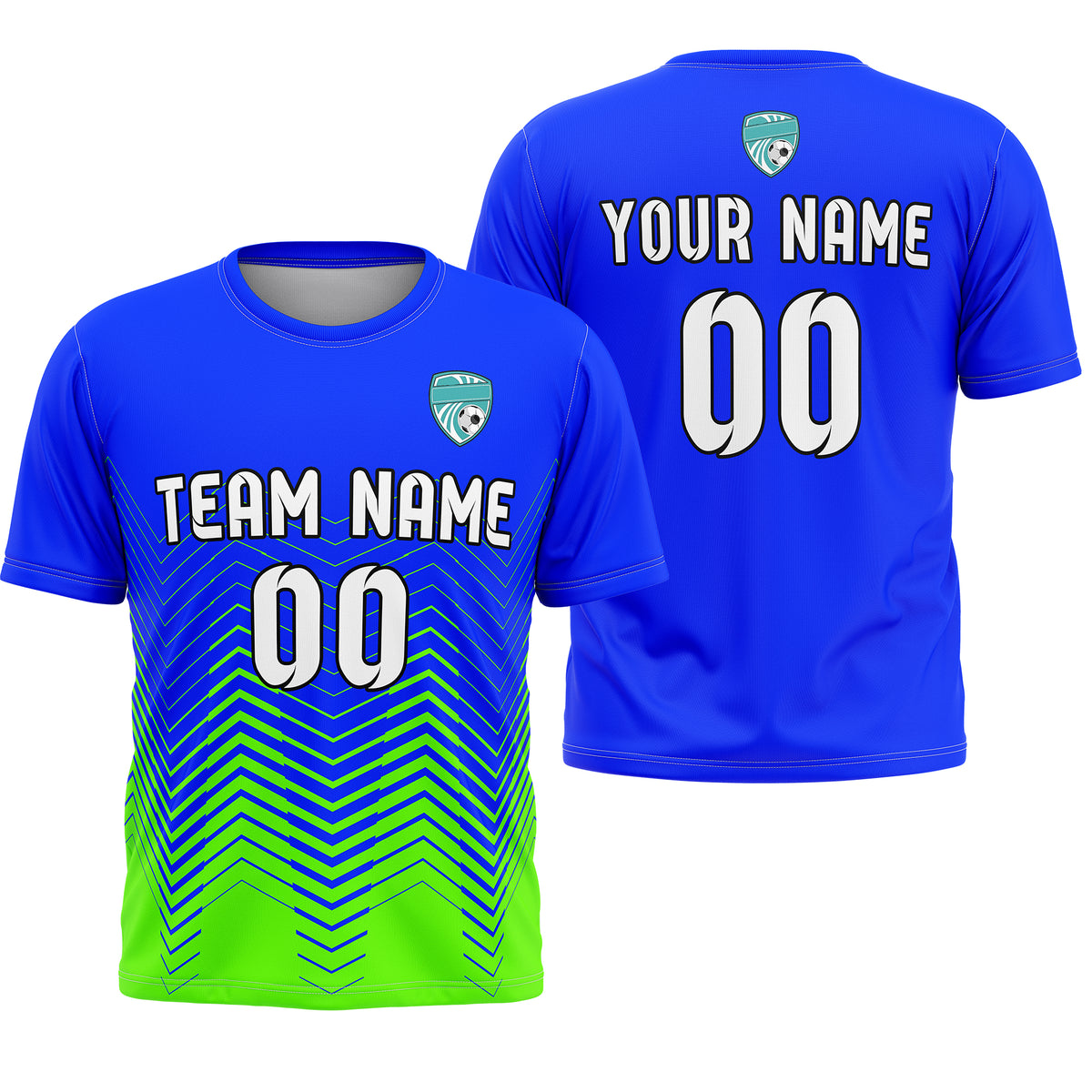 Soccer Jersey - Round Neck - Side Pattern - Design 5 - Blue